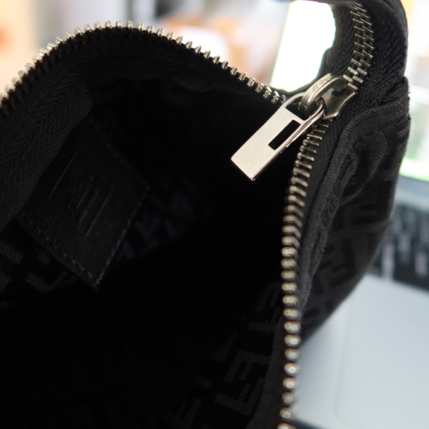 FENDI Zucca Black Zipper Pouch