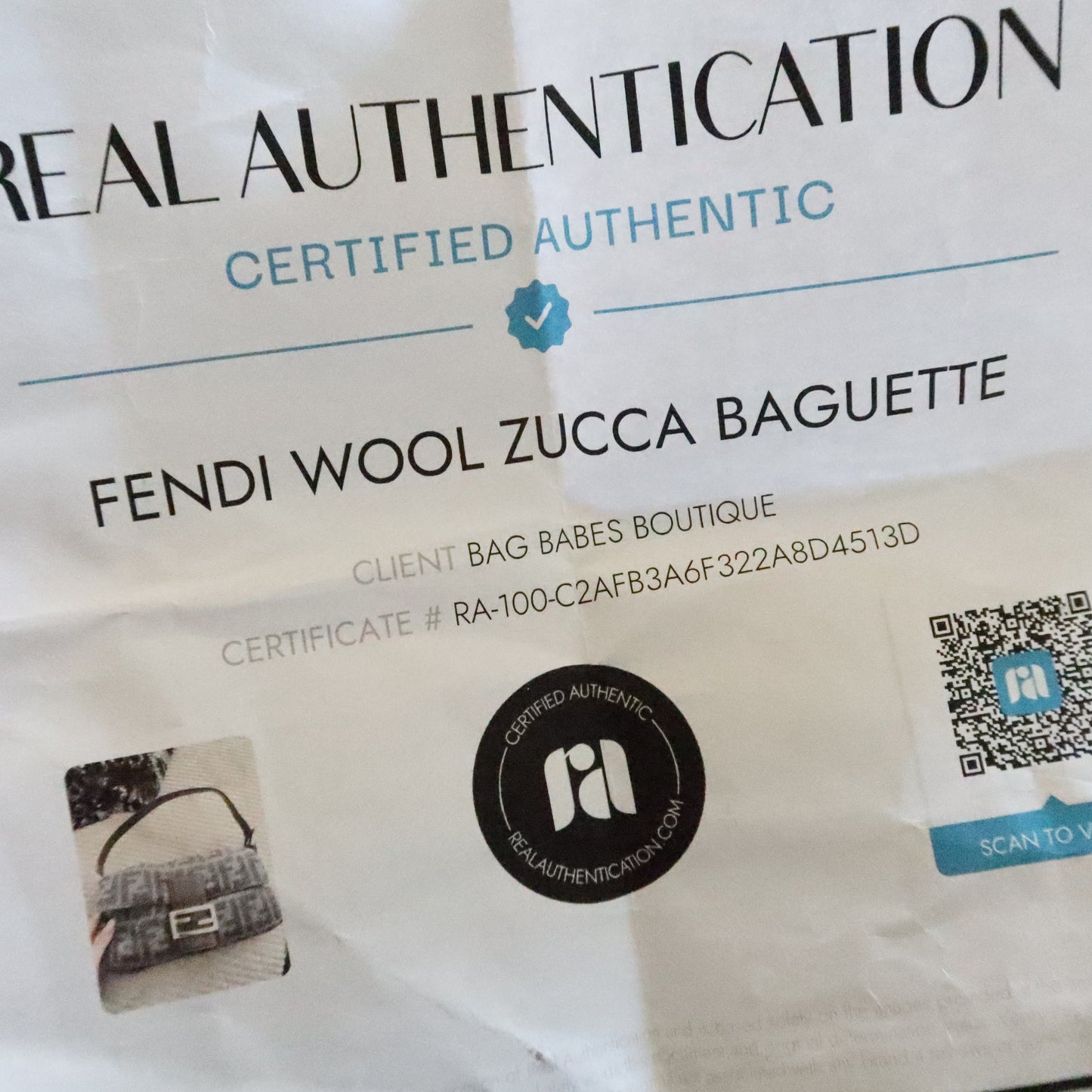 FENDI Wool Baguette Bag Grey