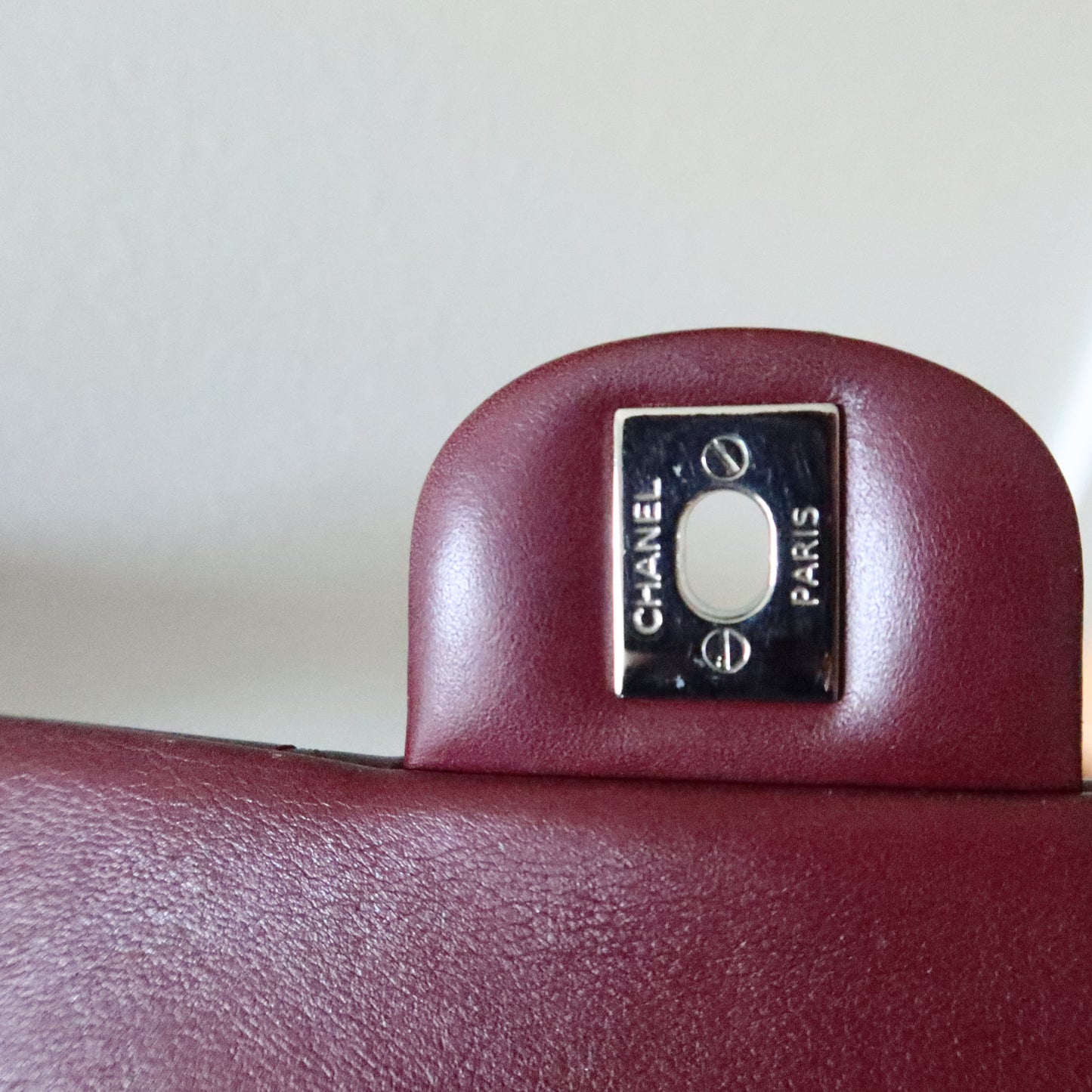 CHANEL Matelasse Patent Leather Chain Shoulder Bag Burgundy