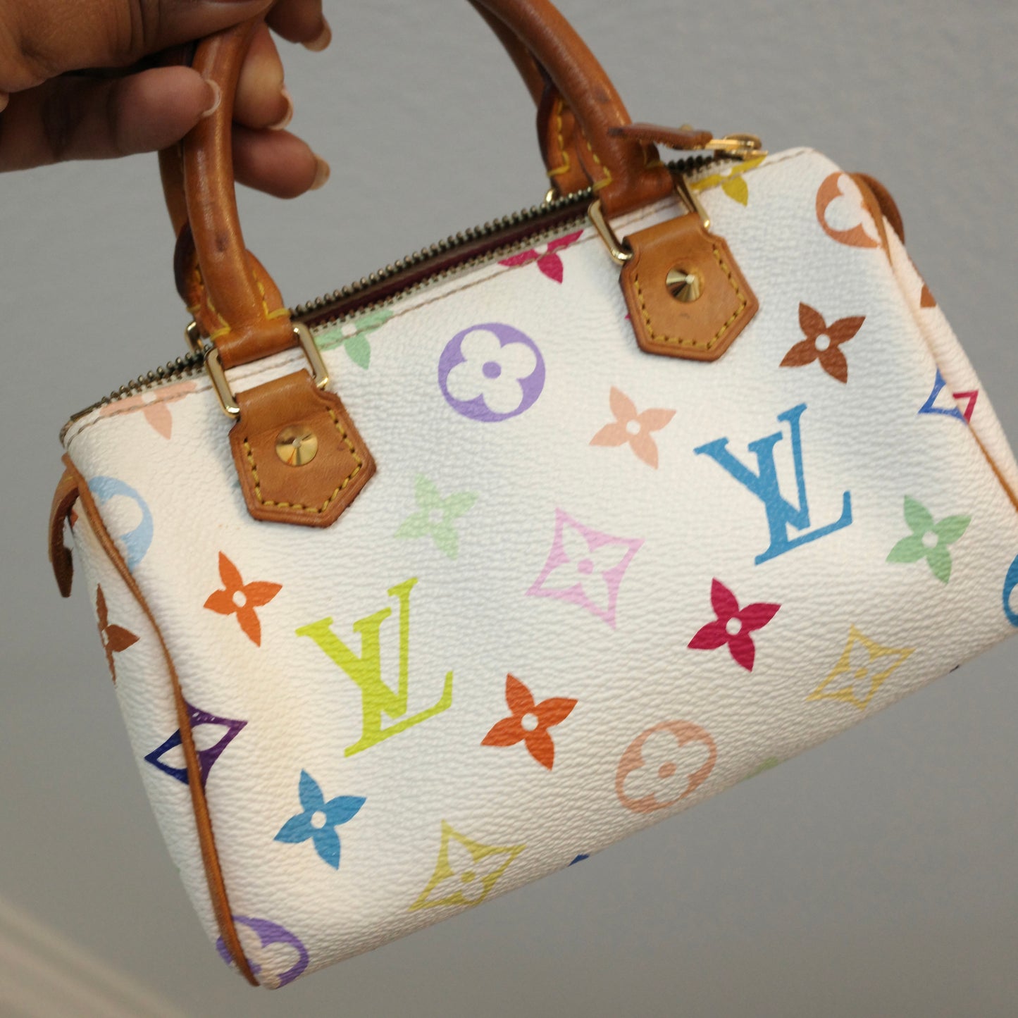 Louis Vuitton Murakami White Multicolor Nano Speedy Vintage