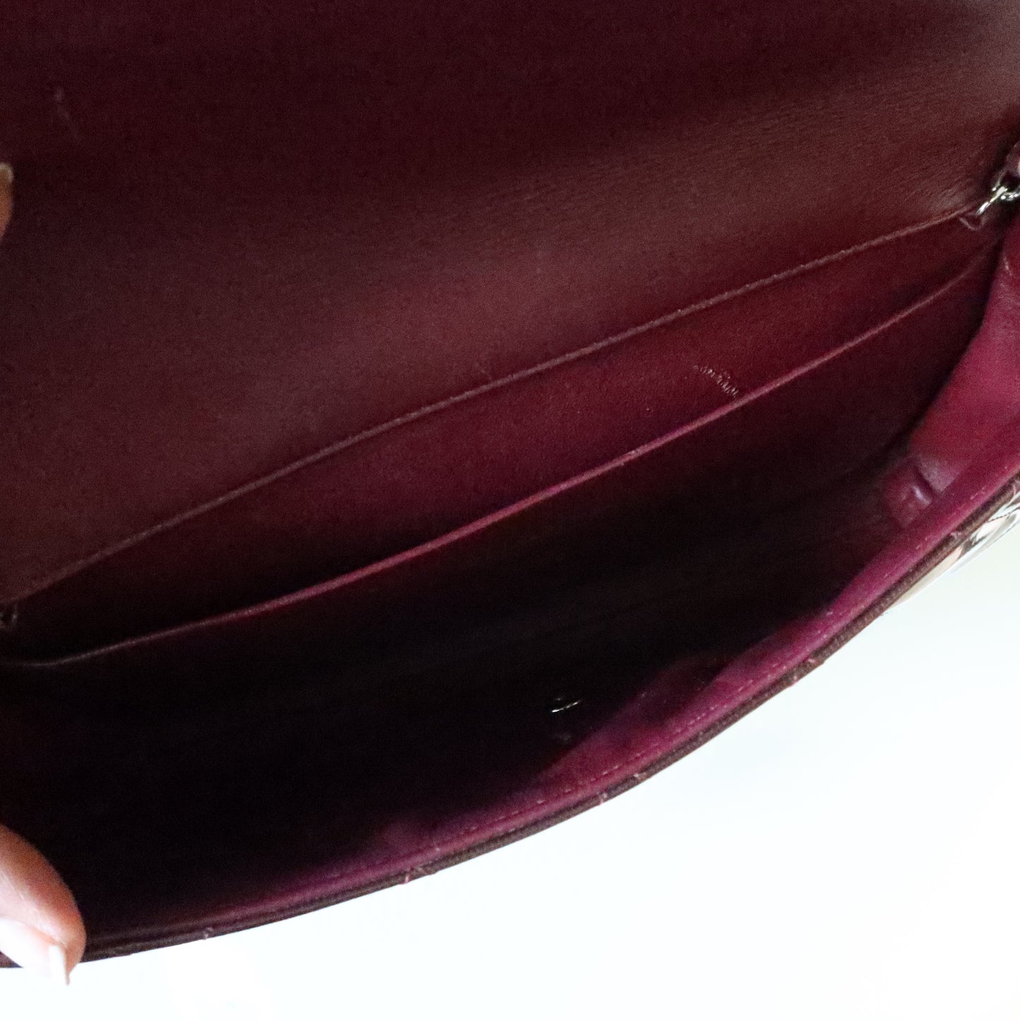 CHANEL Matelasse Patent Leather Chain Shoulder Bag Burgundy