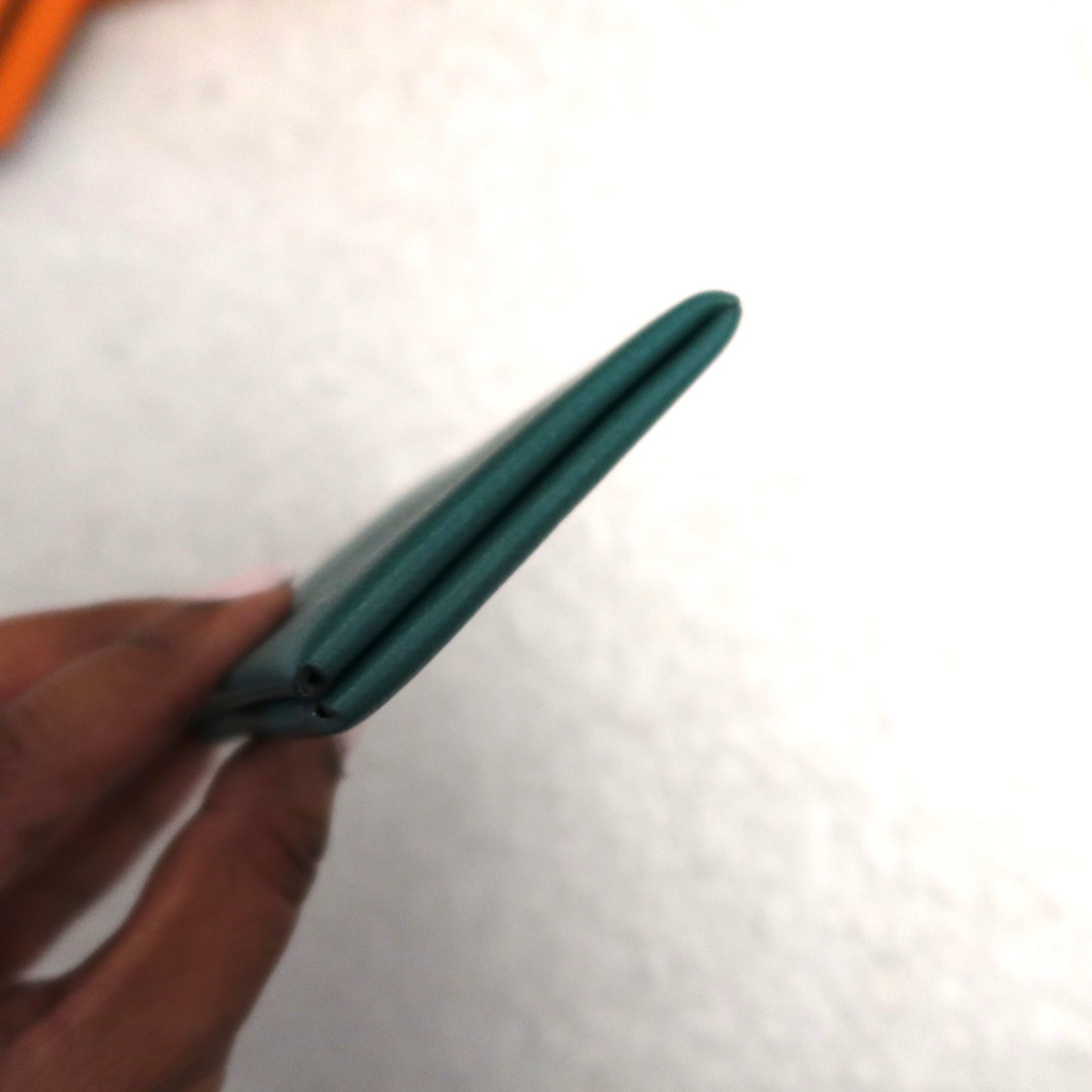 Hermes Calvi Card Case Duo Green Blue