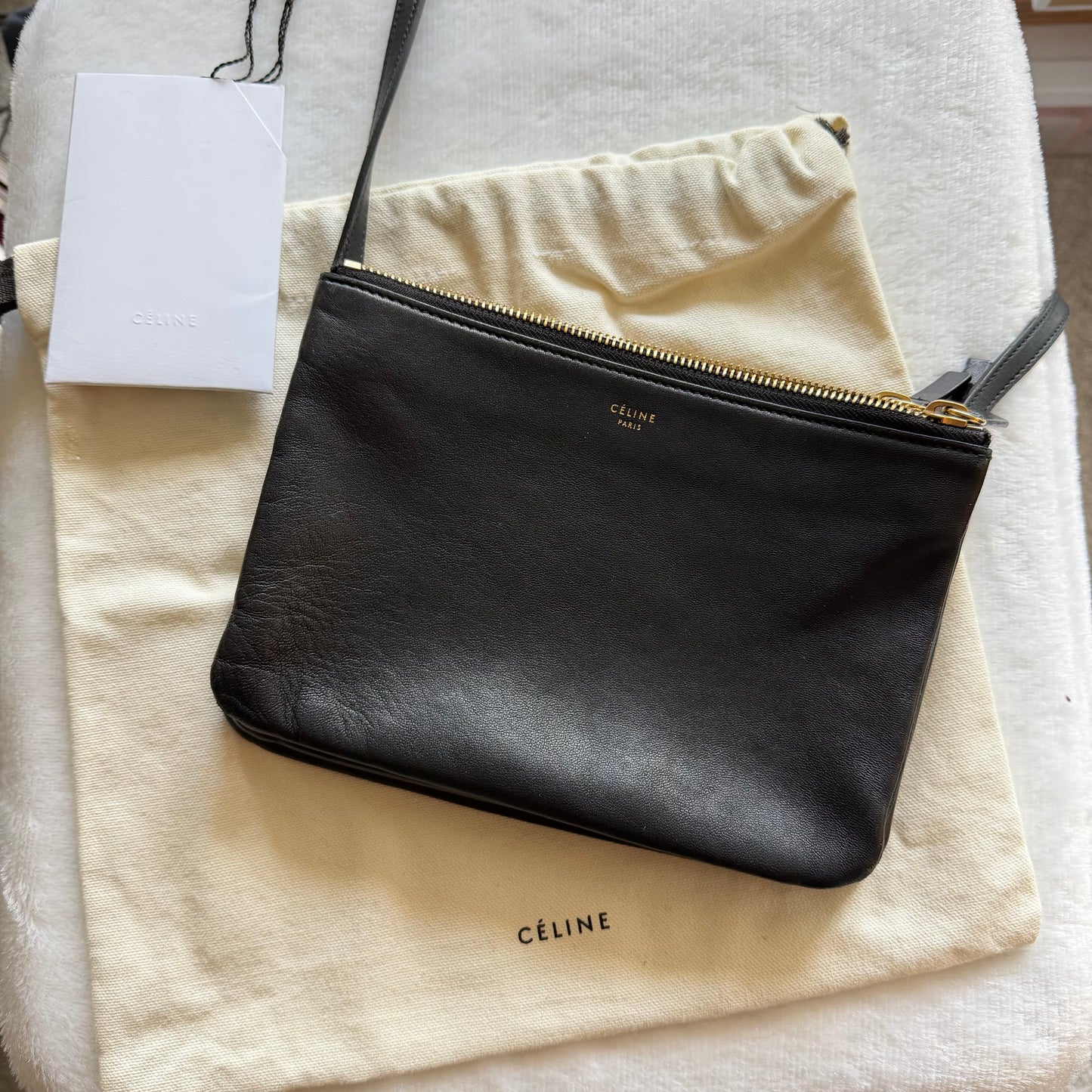 CELINE Trio Black Leather Crossbody