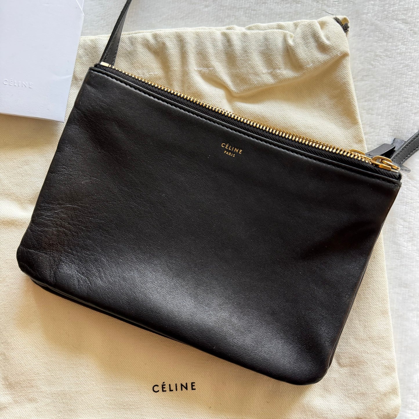 CELINE Trio Black Leather Crossbody