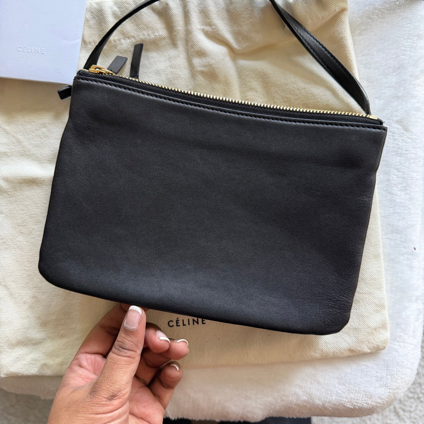 CELINE Trio Black Leather Crossbody