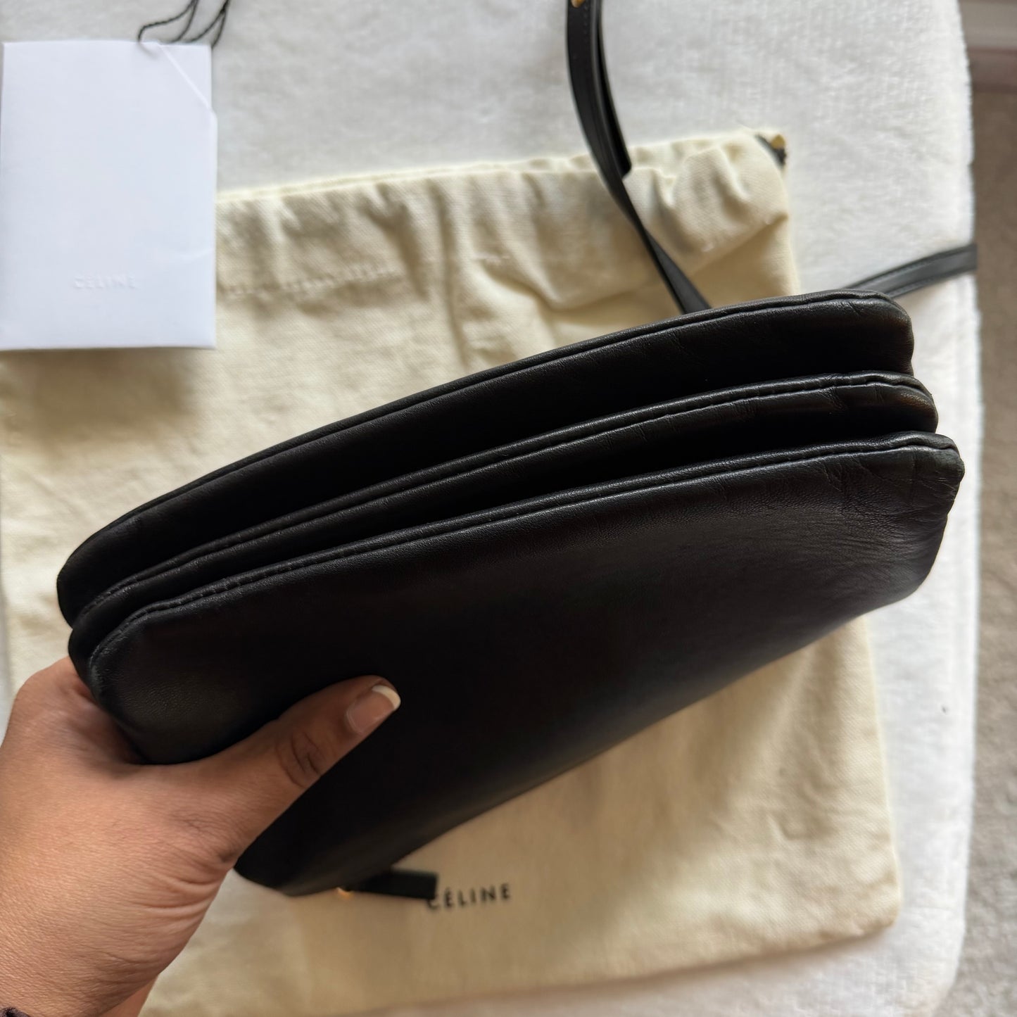 CELINE Trio Black Leather Crossbody