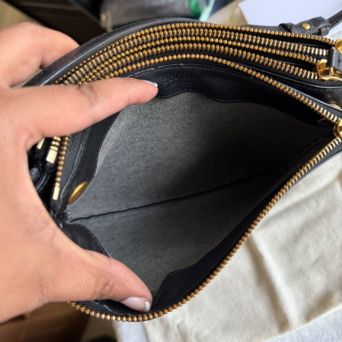 CELINE Trio Black Leather Crossbody
