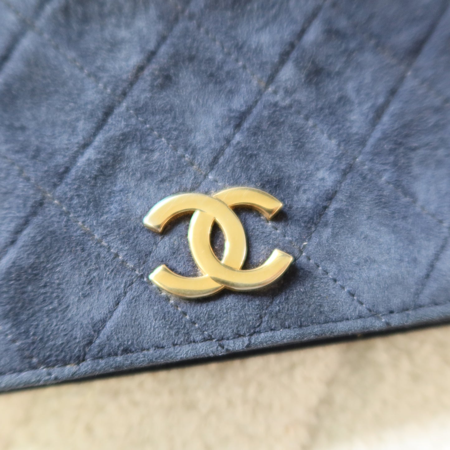 CHANEL Vintage Wallet on Chain Navy Suede