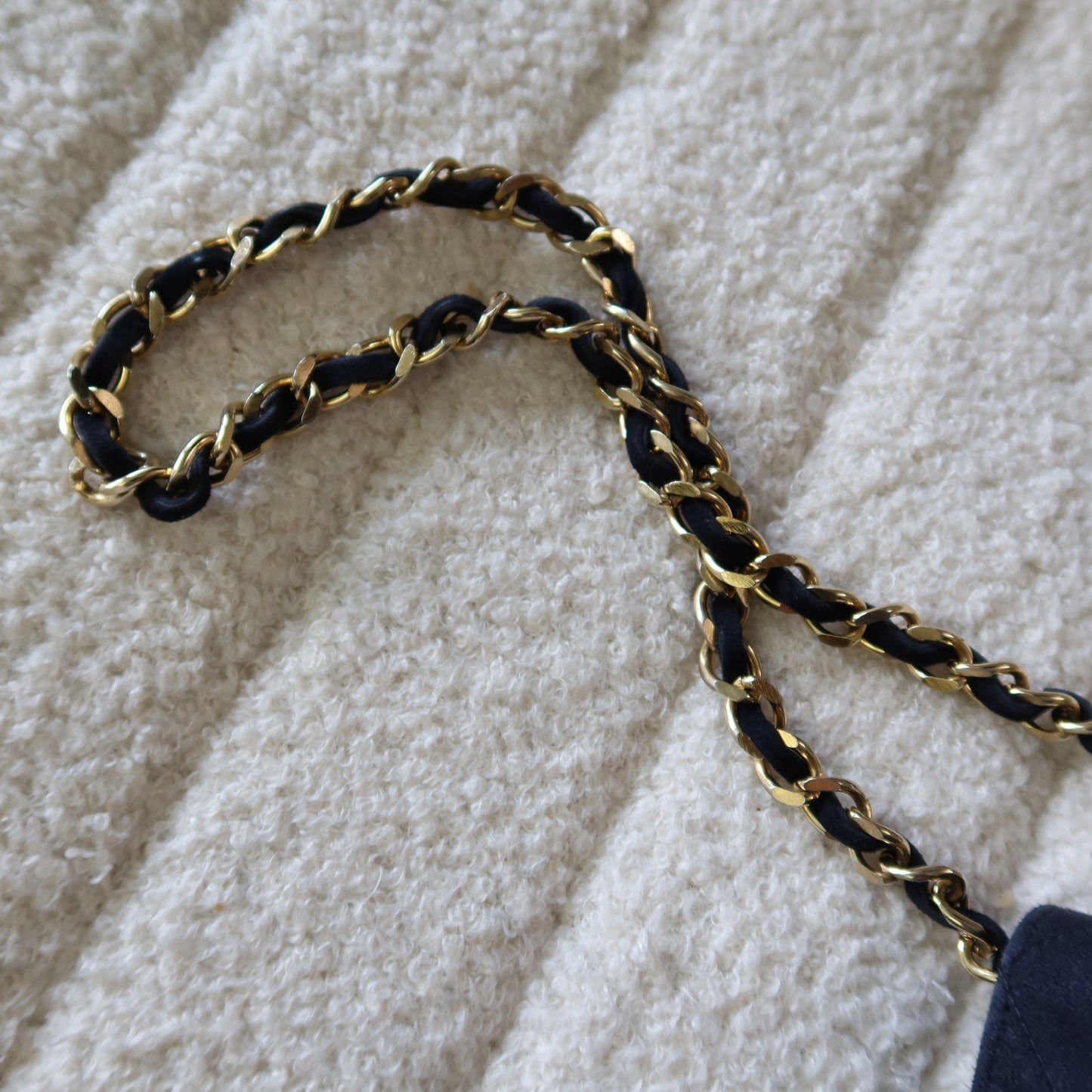 CHANEL Vintage Wallet on Chain Navy Suede