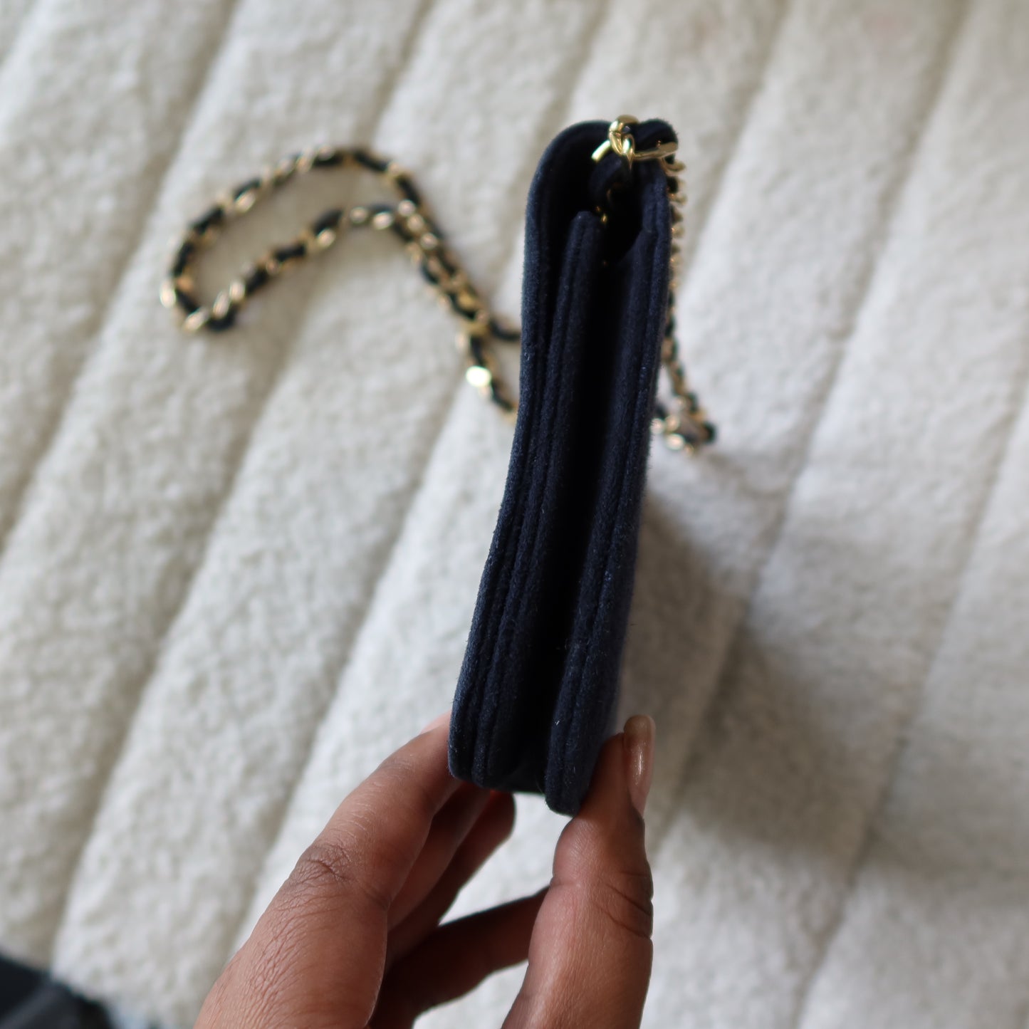 CHANEL Vintage Wallet on Chain Navy Suede