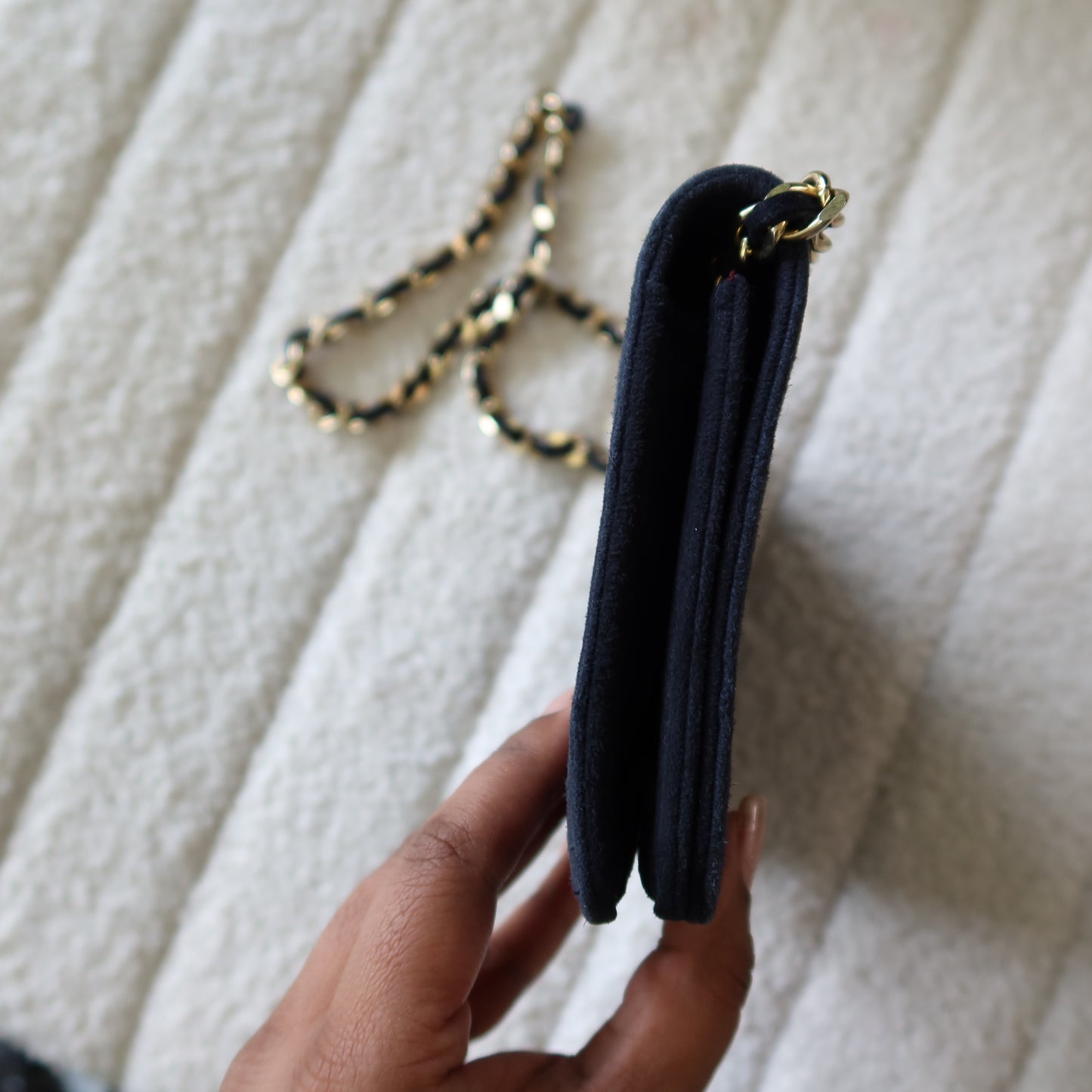 CHANEL Vintage Wallet on Chain Navy Suede