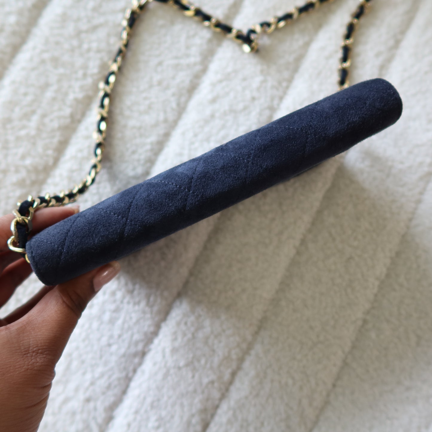 CHANEL Vintage Wallet on Chain Navy Suede