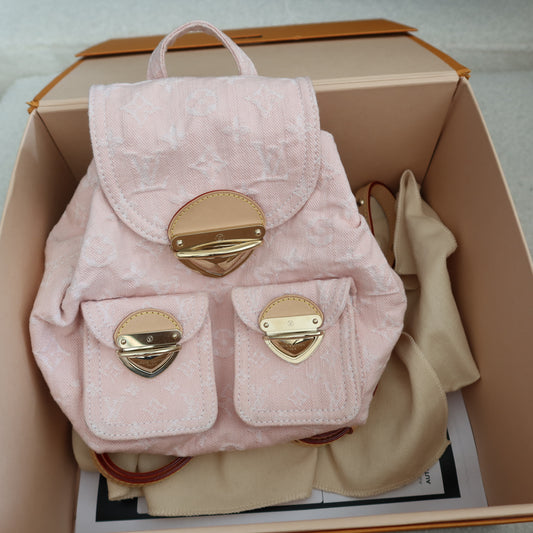 LOUIS VUITTON Pink Denim Venice Backpack NM