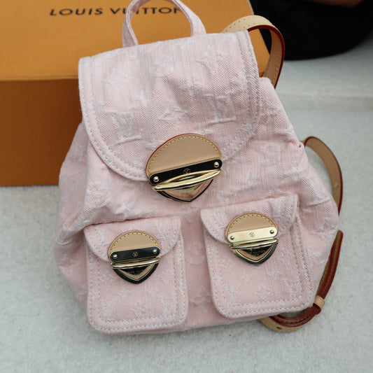 LOUIS VUITTON Pink Denim Venice Backpack NM