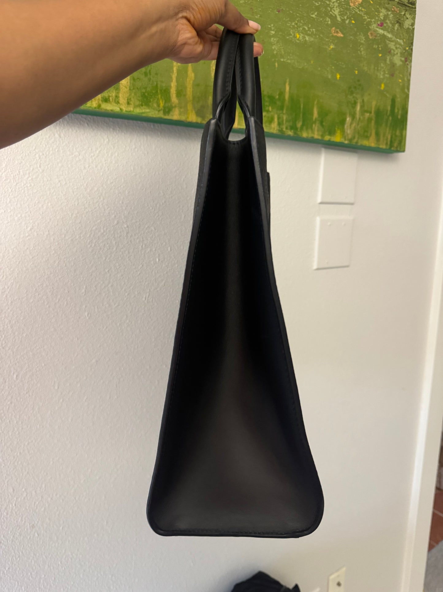 LOUIS VUITTON Black Taurillon Leather Sac Plat 24H Tote Bag