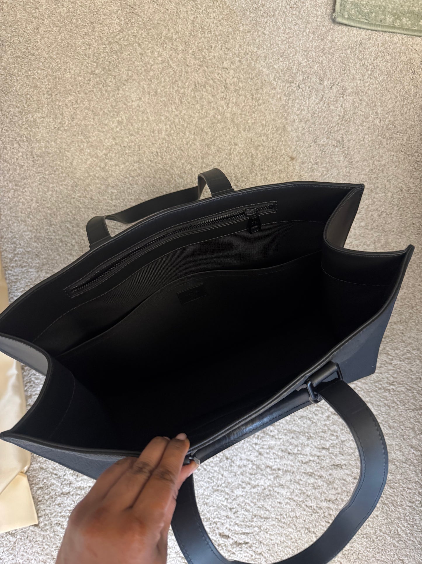 LOUIS VUITTON Black Taurillon Leather Sac Plat 24H Tote Bag