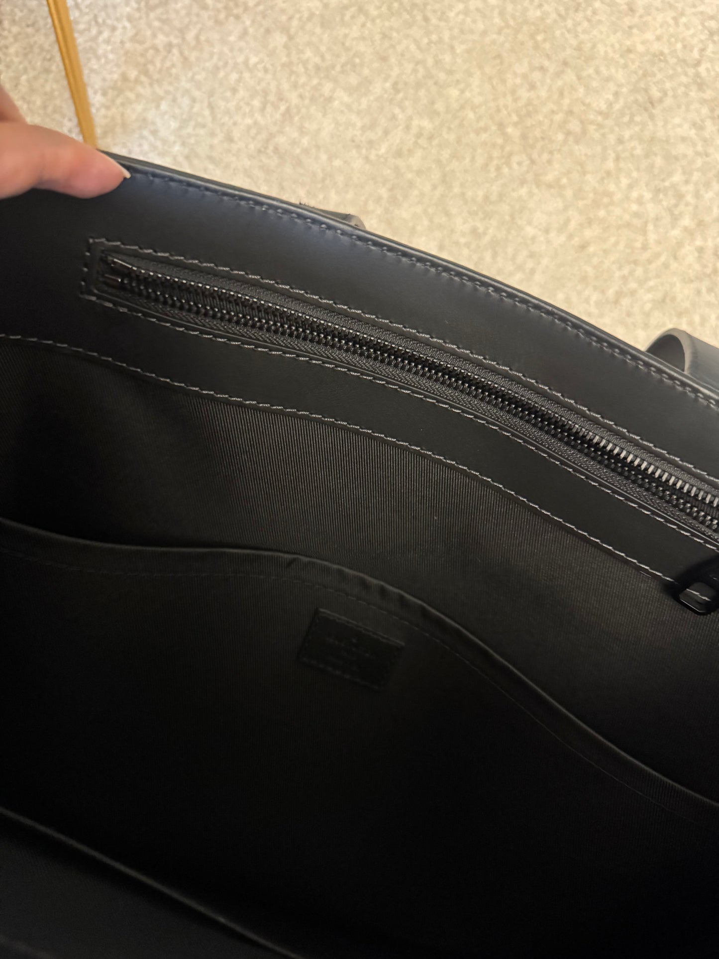 LOUIS VUITTON Black Taurillon Leather Sac Plat 24H Tote Bag
