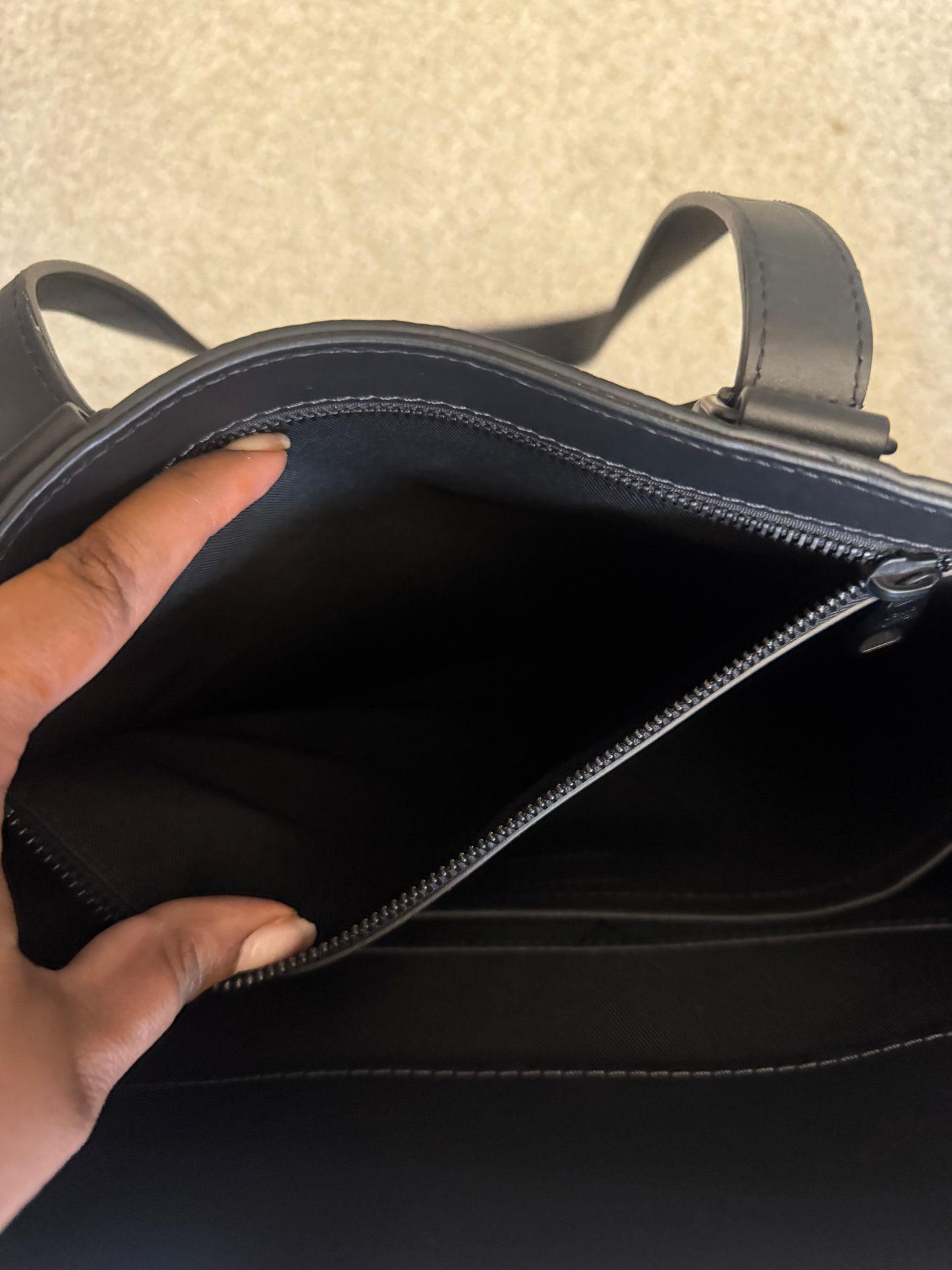 LOUIS VUITTON Black Taurillon Leather Sac Plat 24H Tote Bag