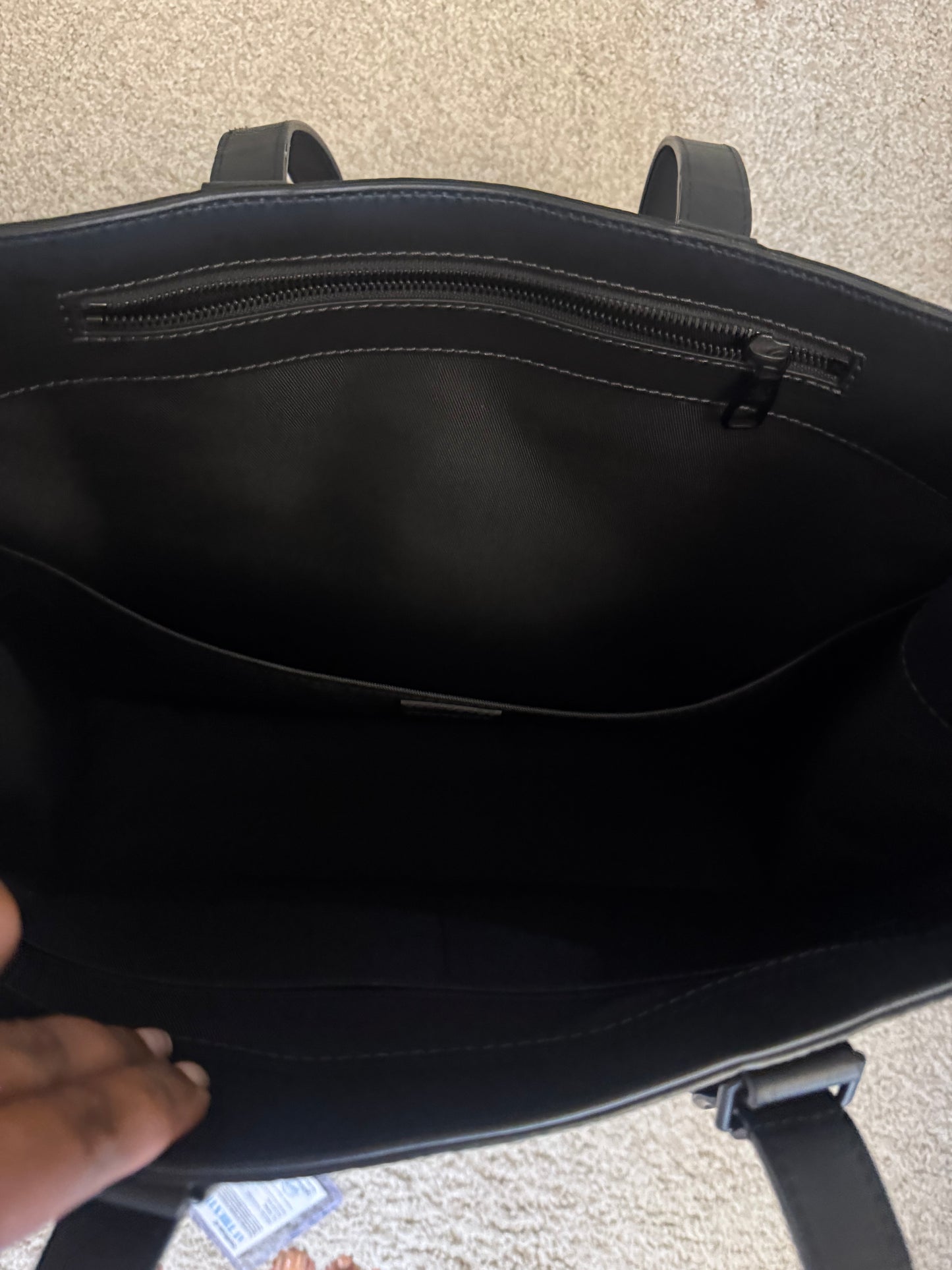 LOUIS VUITTON Black Taurillon Leather Sac Plat 24H Tote Bag