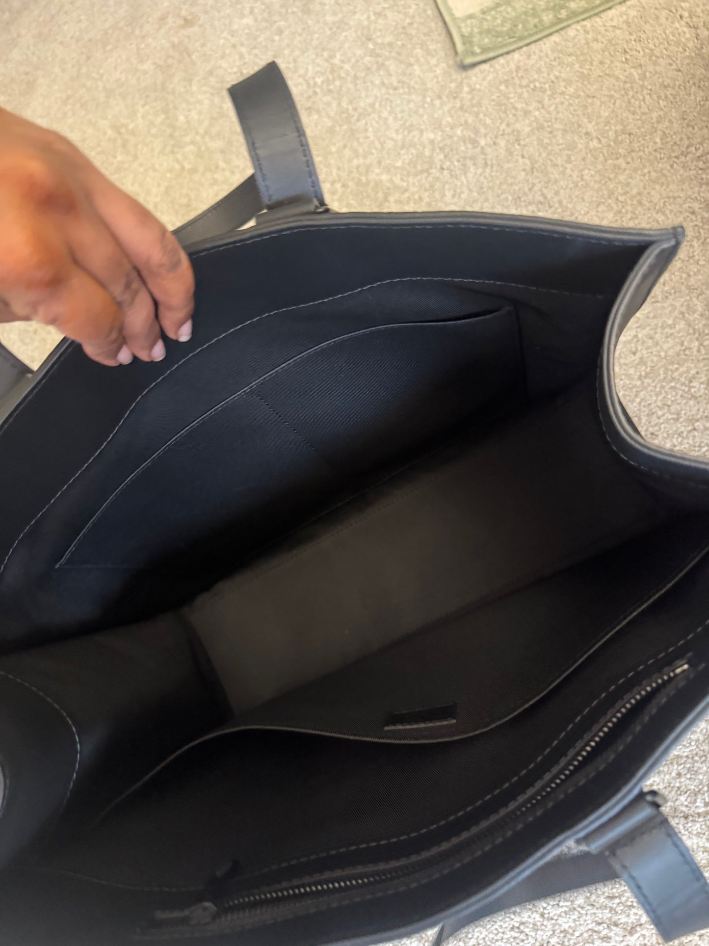 LOUIS VUITTON Black Taurillon Leather Sac Plat 24H Tote Bag