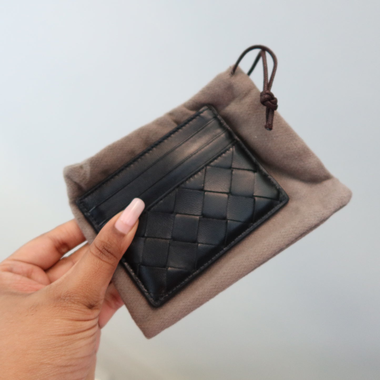 BOTTEGA VENETA Intrecciato Leather Card Case Black