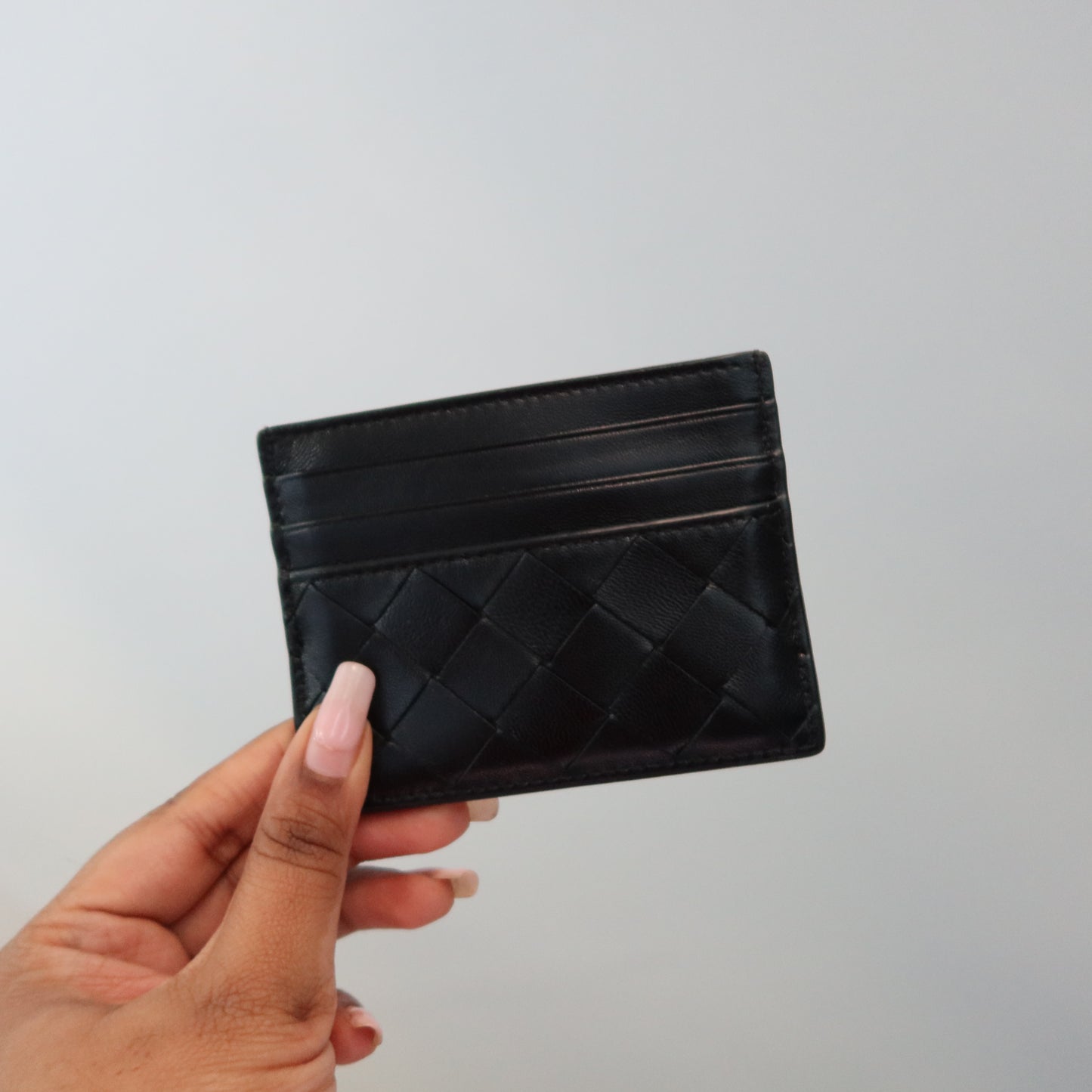 BOTTEGA VENETA Intrecciato Leather Card Case Black