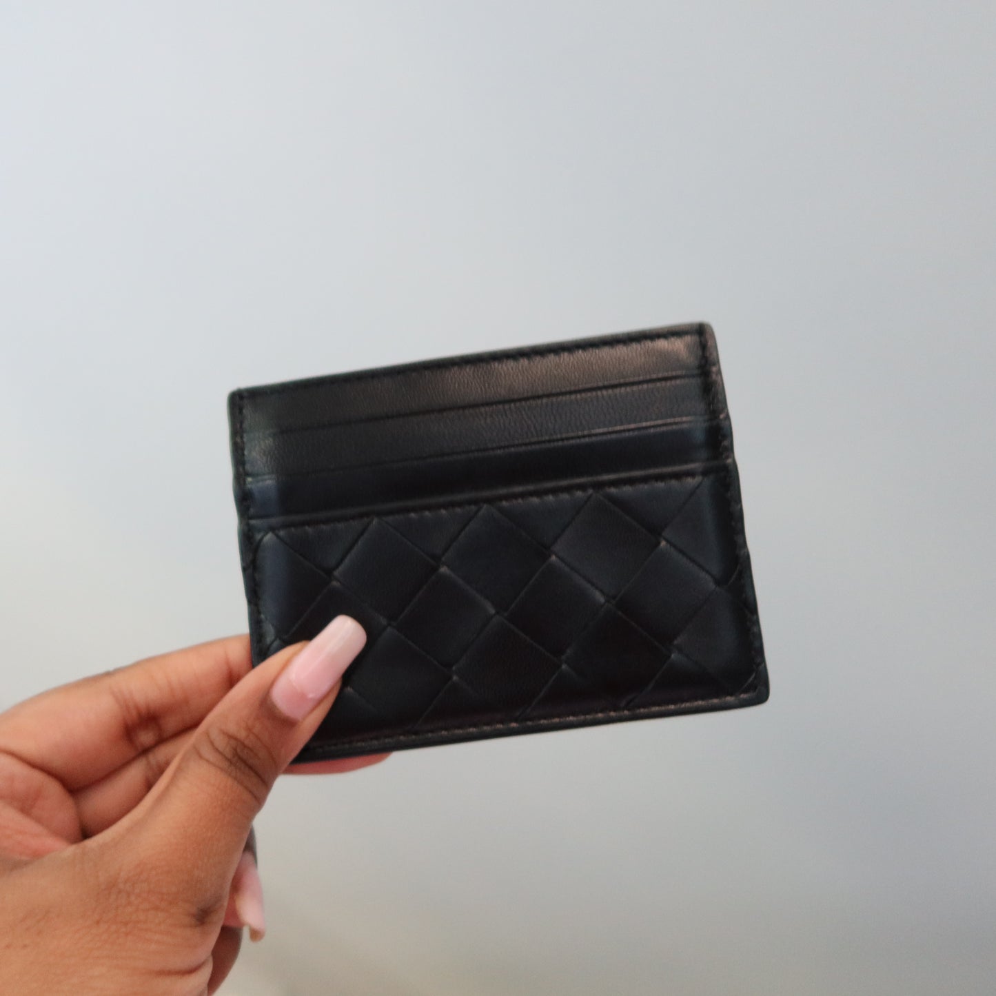 BOTTEGA VENETA Intrecciato Leather Card Case Black