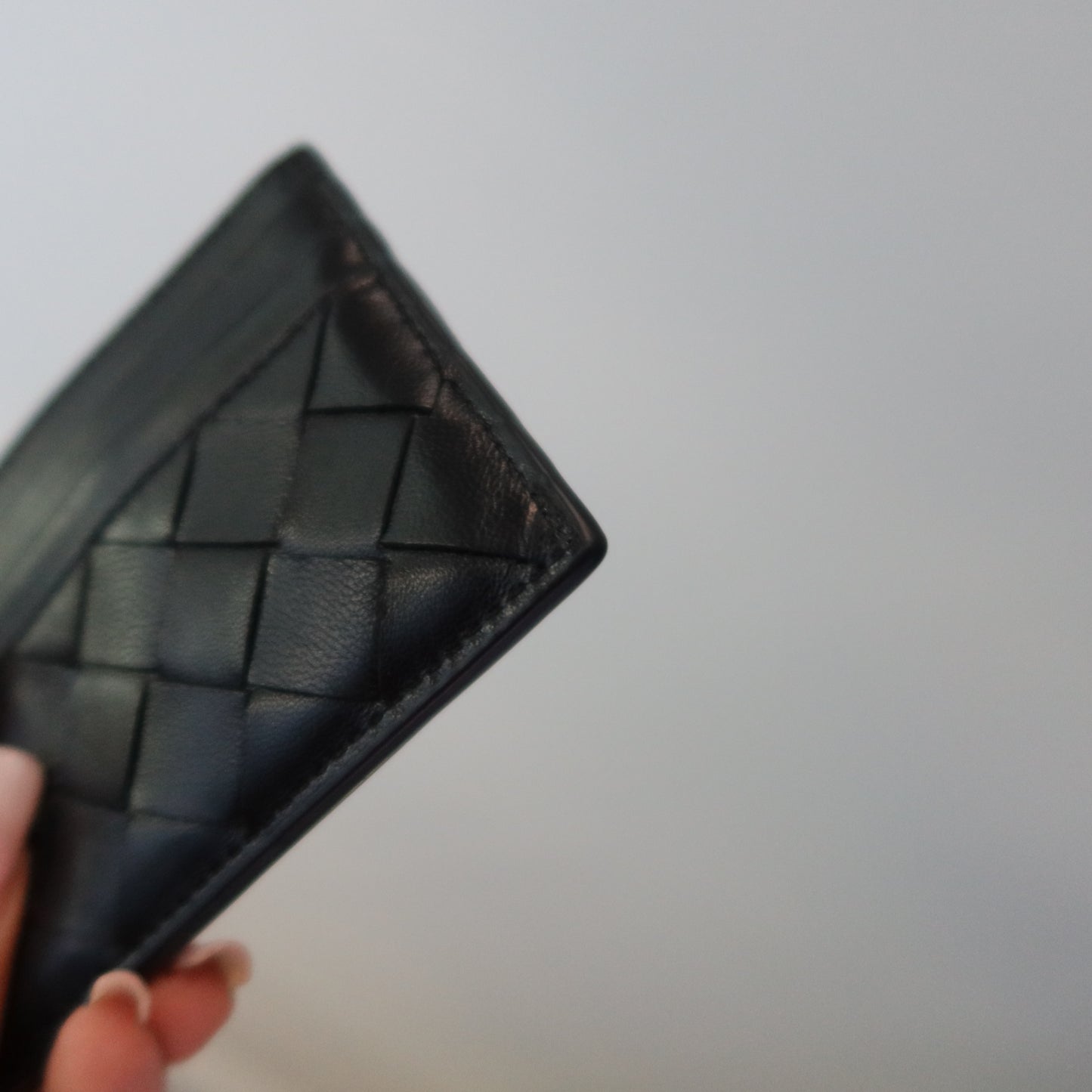 BOTTEGA VENETA Intrecciato Leather Card Case Black