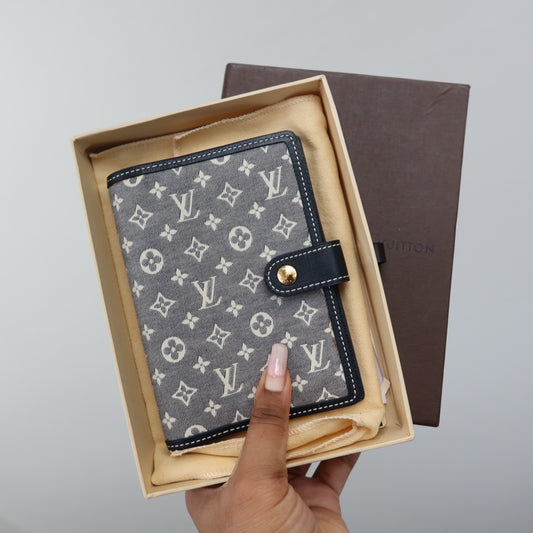 LOUIS VUITTON Mini Lin Navy Agenda MM