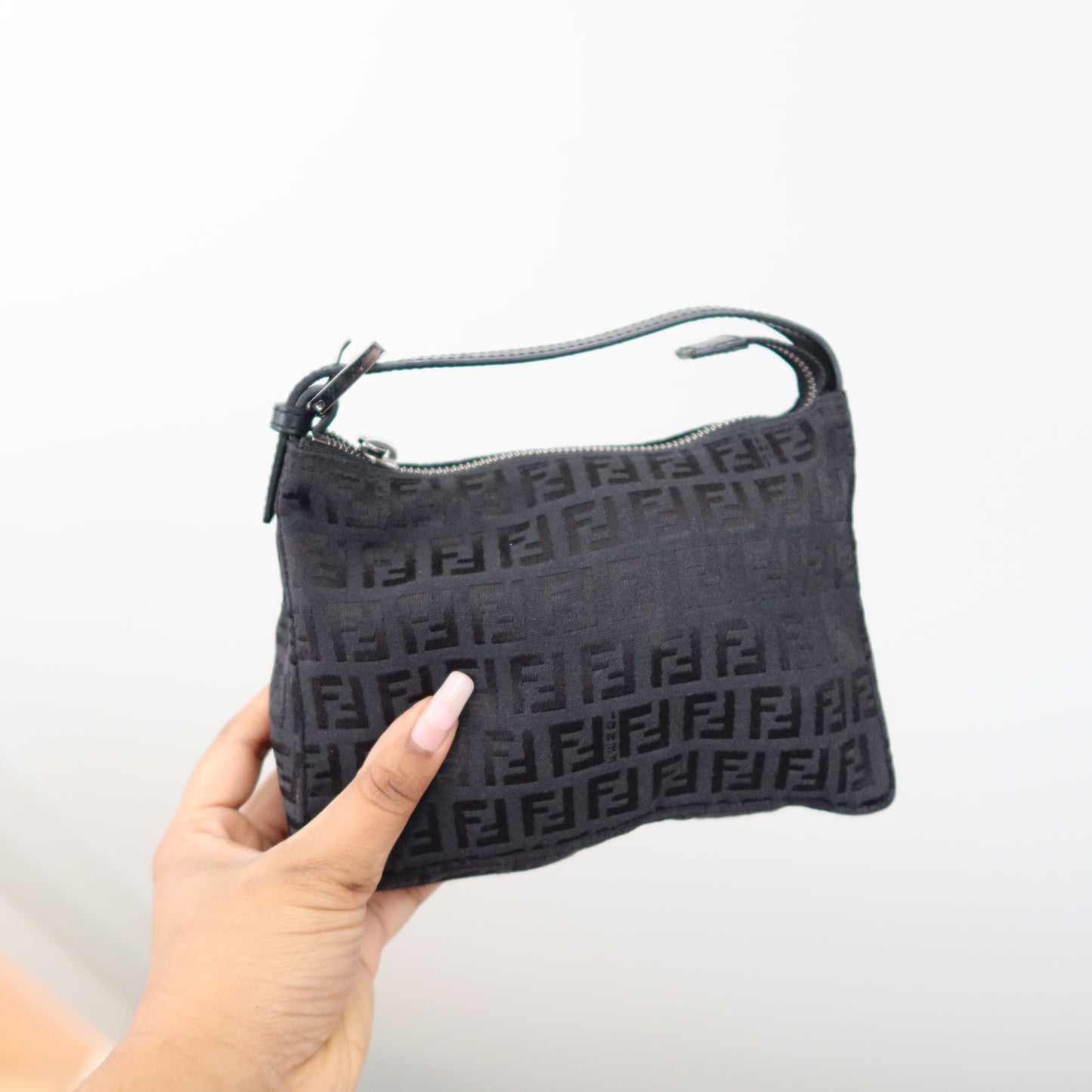FENDI Zucca Black Zipper Pouch
