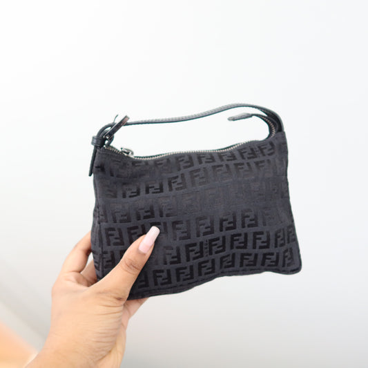 FENDI Zucca Black Zipper Pouch