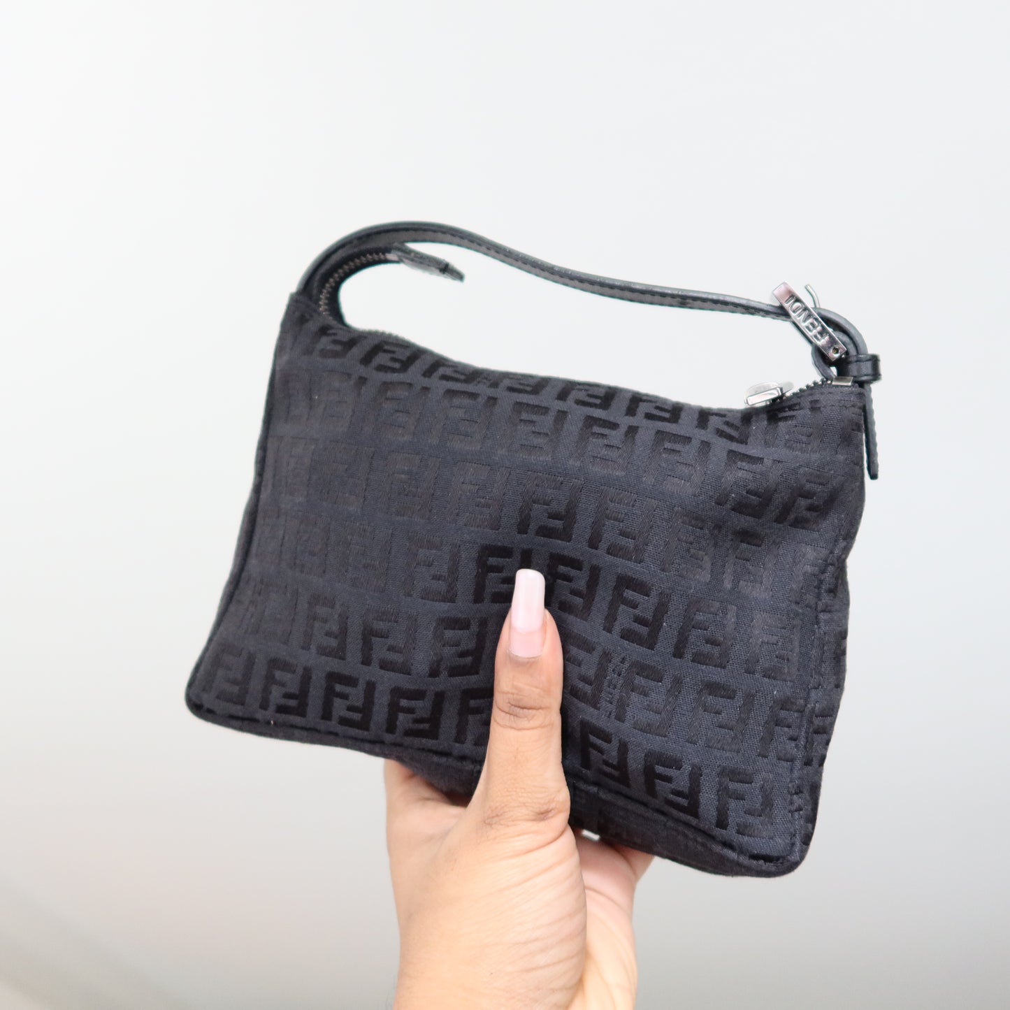 FENDI Zucca Black Zipper Pouch