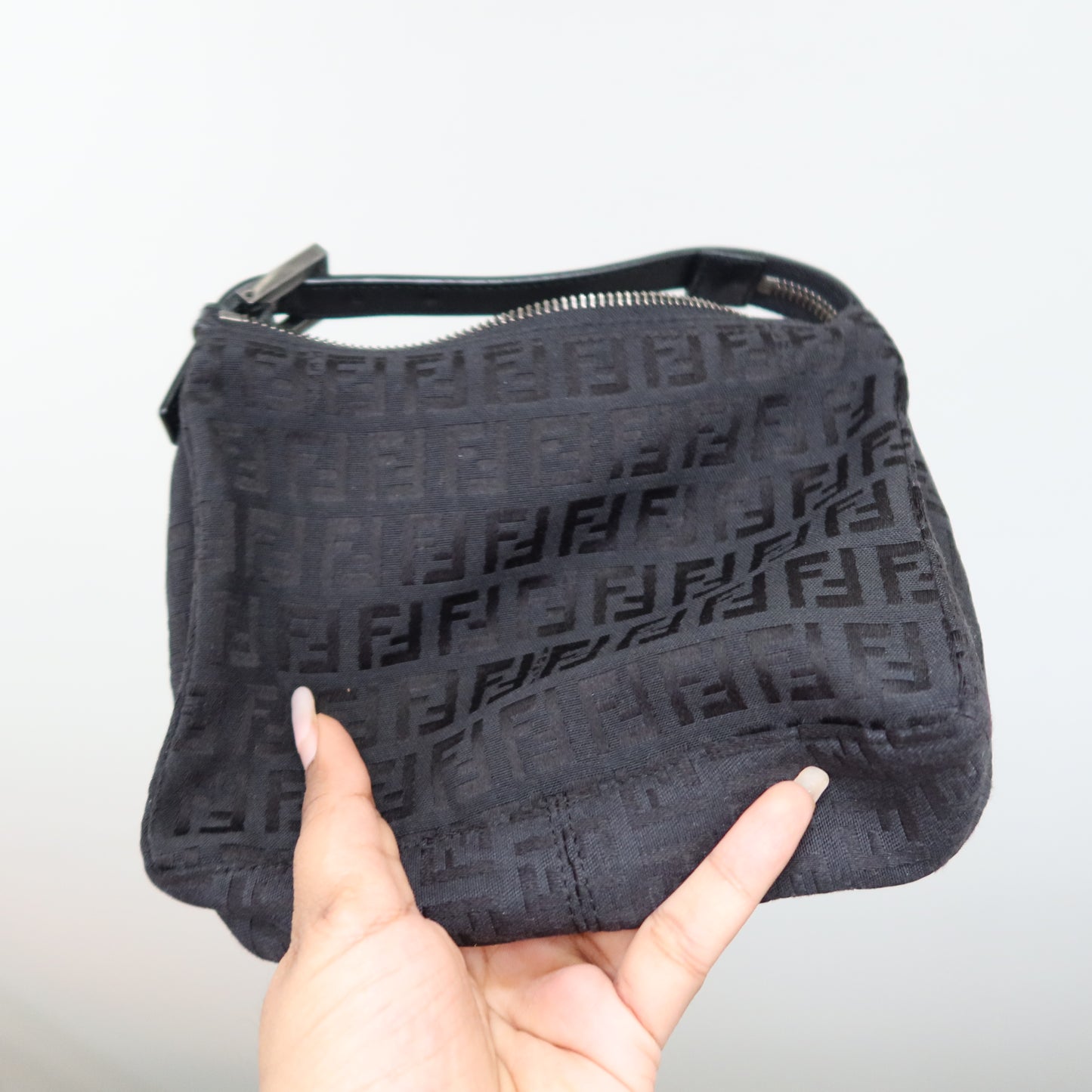 FENDI Zucca Black Zipper Pouch