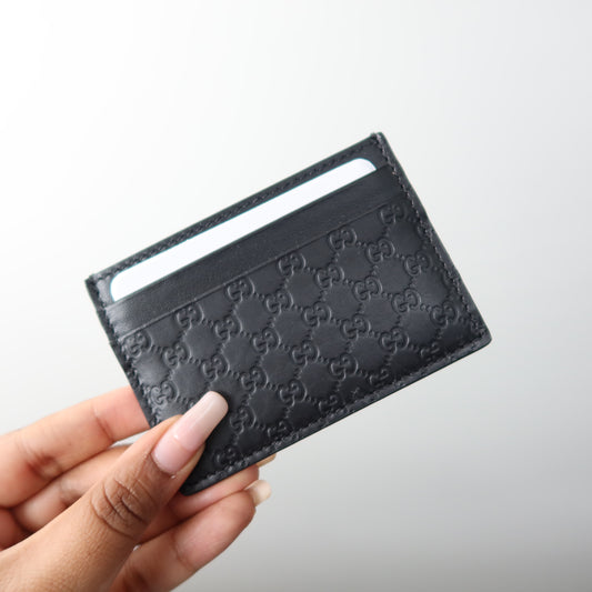 GUCCI Microguccissima Black Leather Card Holder