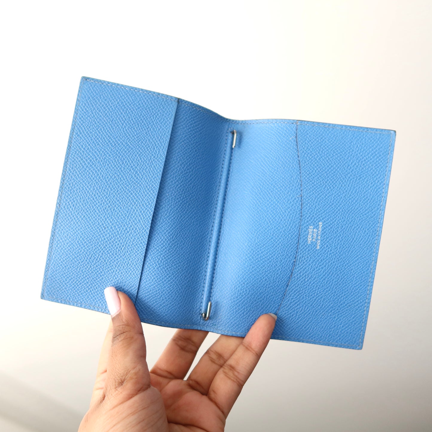 HERMES Epsom Leather Light Blue PM Agenda