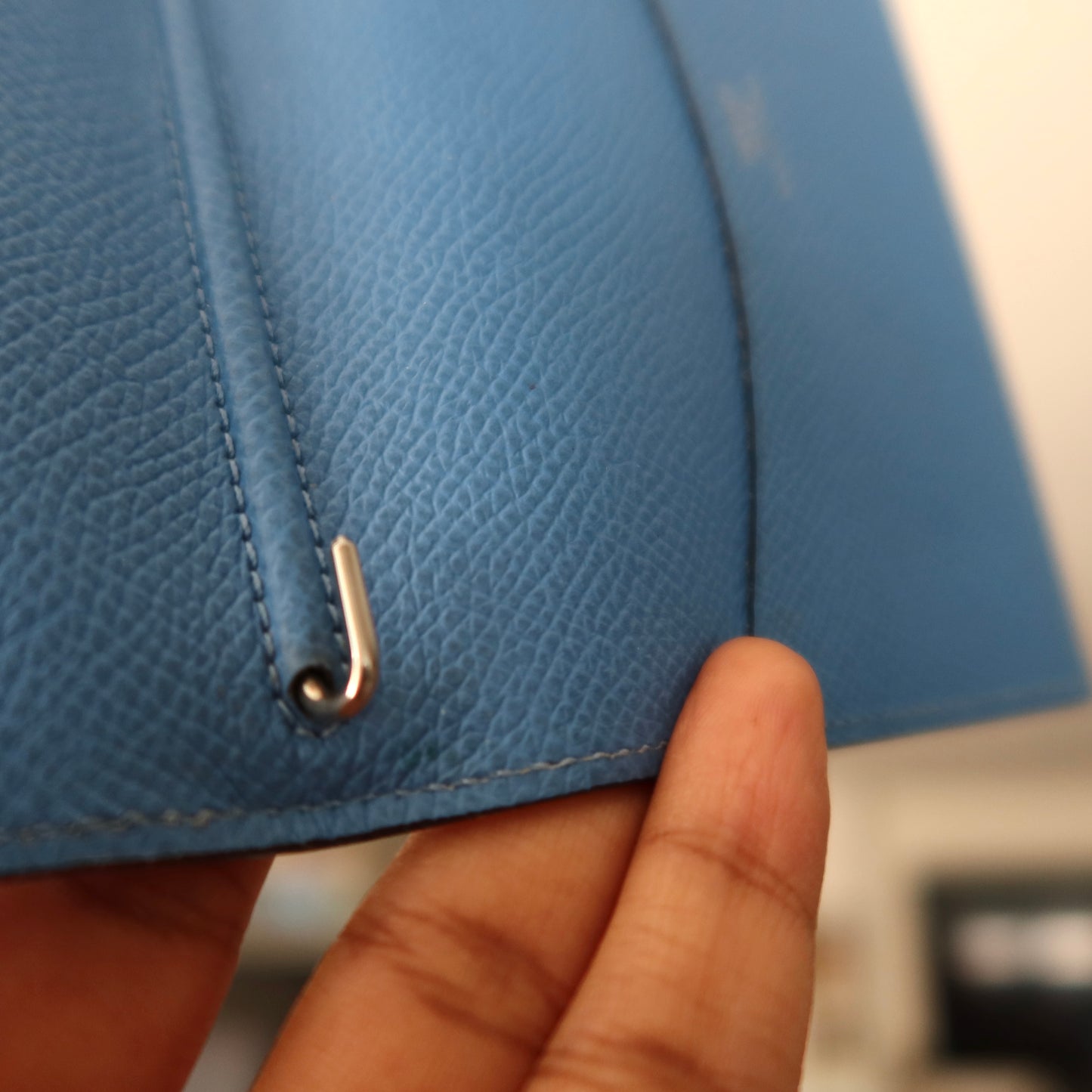HERMES Epsom Leather Light Blue PM Agenda