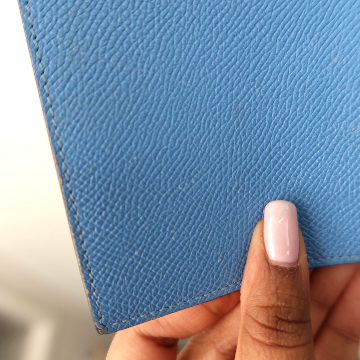 HERMES Epsom Leather Light Blue PM Agenda