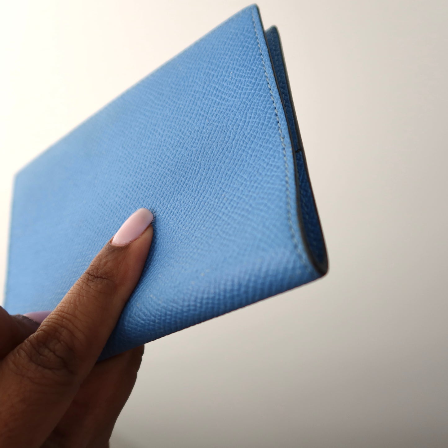 HERMES Epsom Leather Light Blue PM Agenda