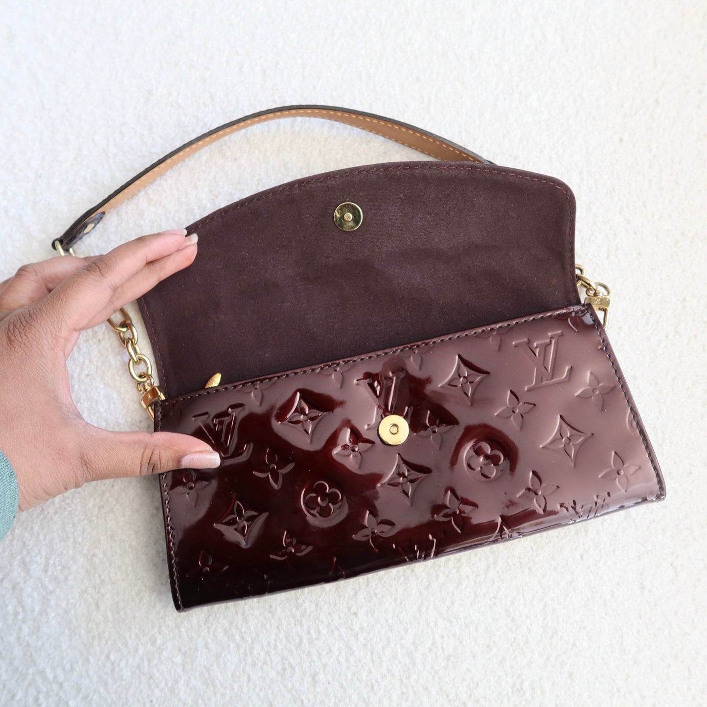 LOUIS VUITTON Sunset Boulevard Amarante Vernis Shoulder Bag