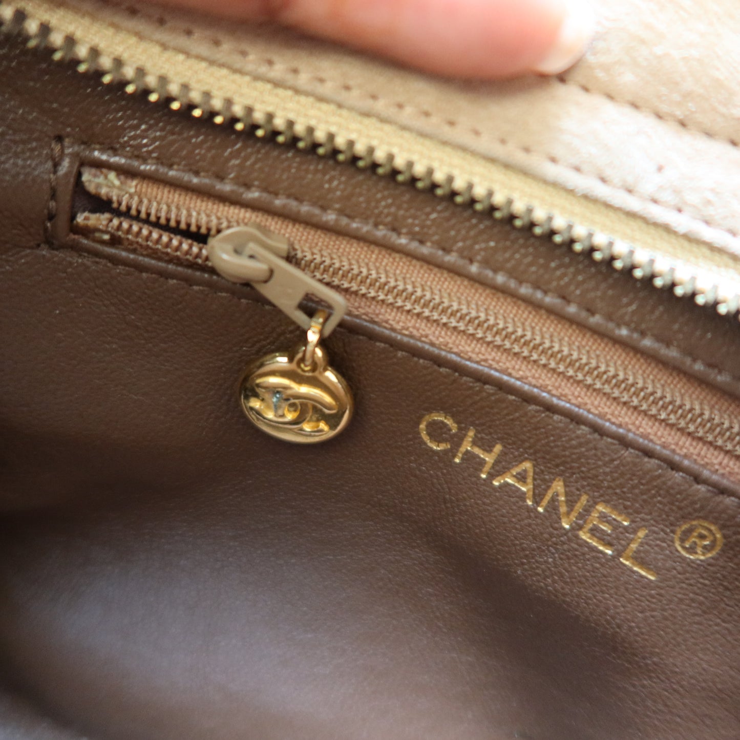 CHANEL Beige Suede Crossbody Bag