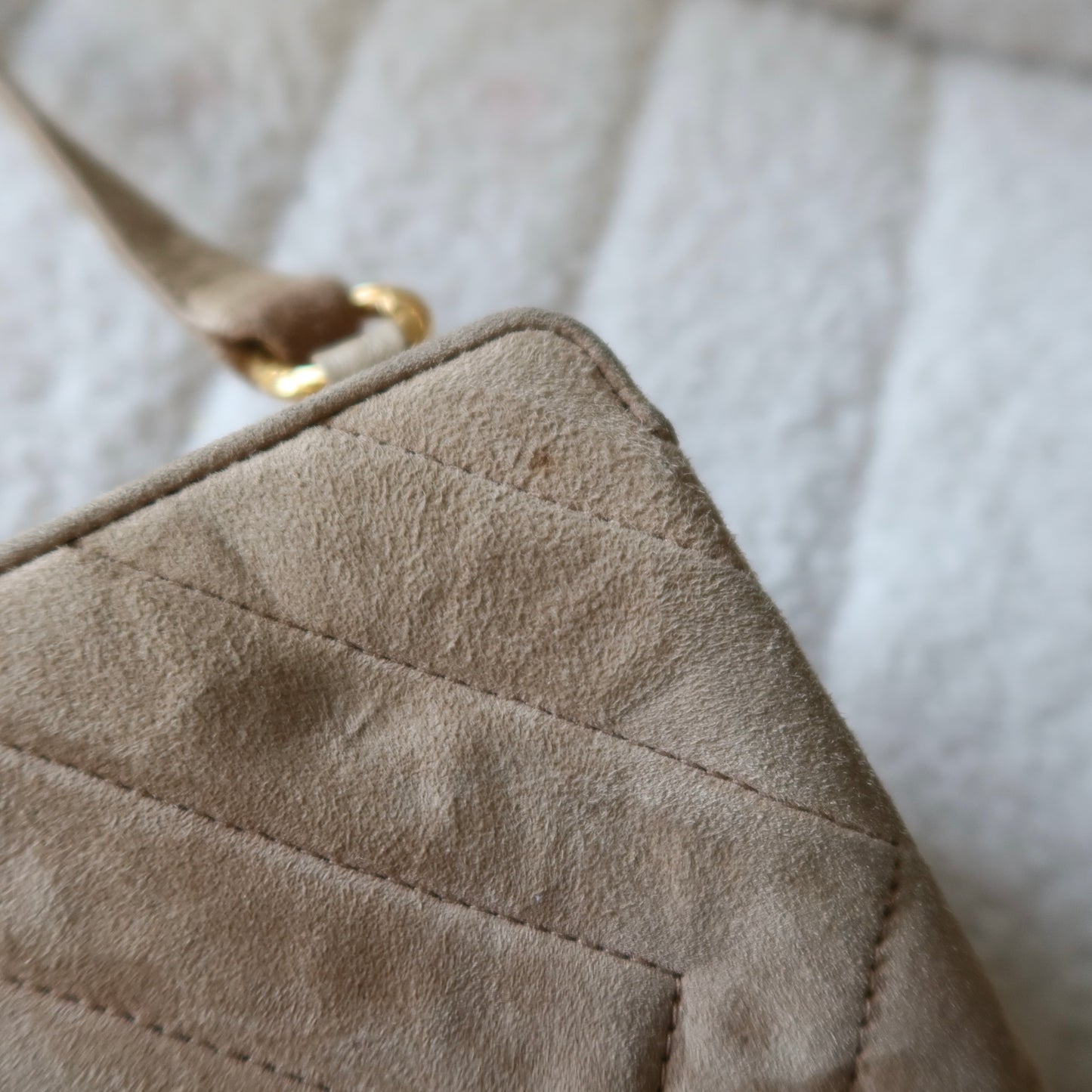 CHANEL Beige Suede Crossbody Bag