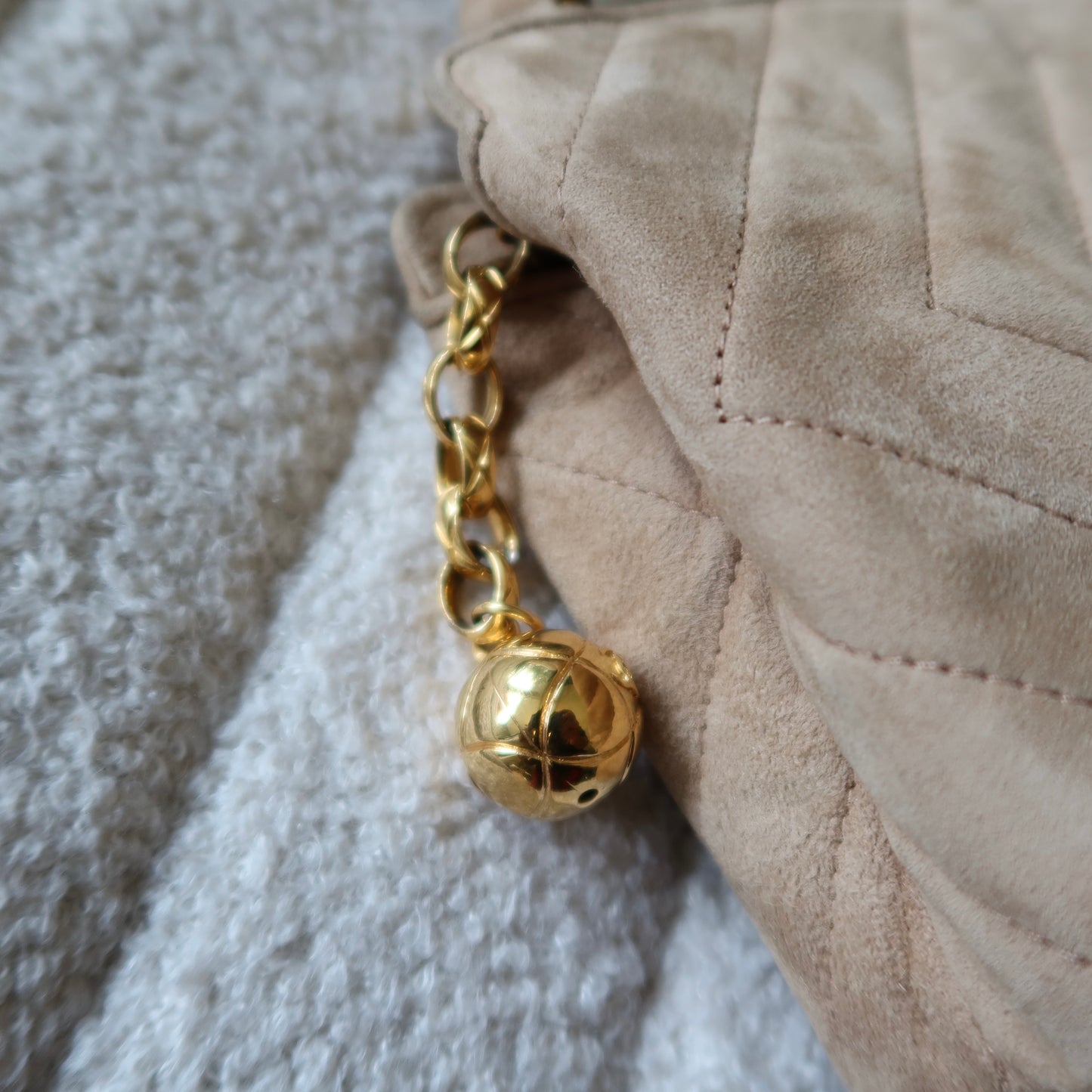 CHANEL Beige Suede Crossbody Bag