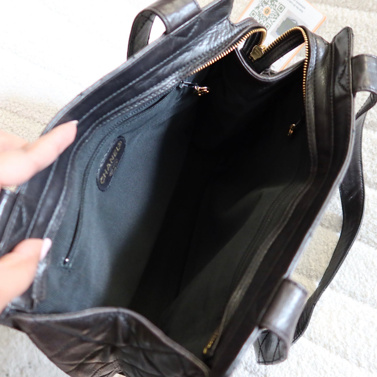 CHANEL Quilted Shoulder Bag Black Lambskin with Gold Hardware
