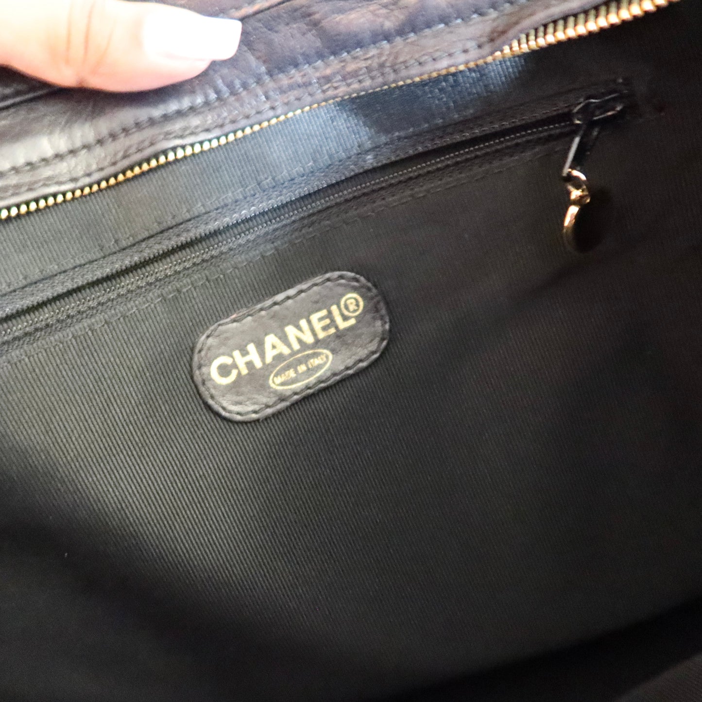 CHANEL Quilted Shoulder Bag Black Lambskin with Gold Hardware