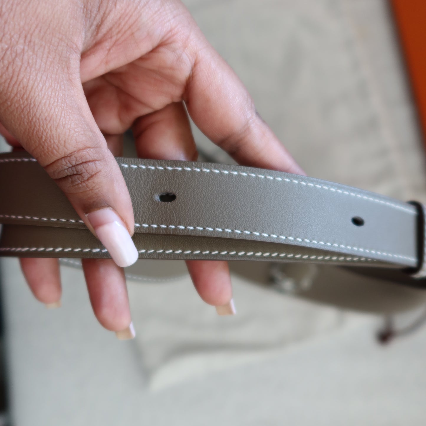 HERMES Etoupe Togo Petite Arcon with Palladium Hardware (PHW)