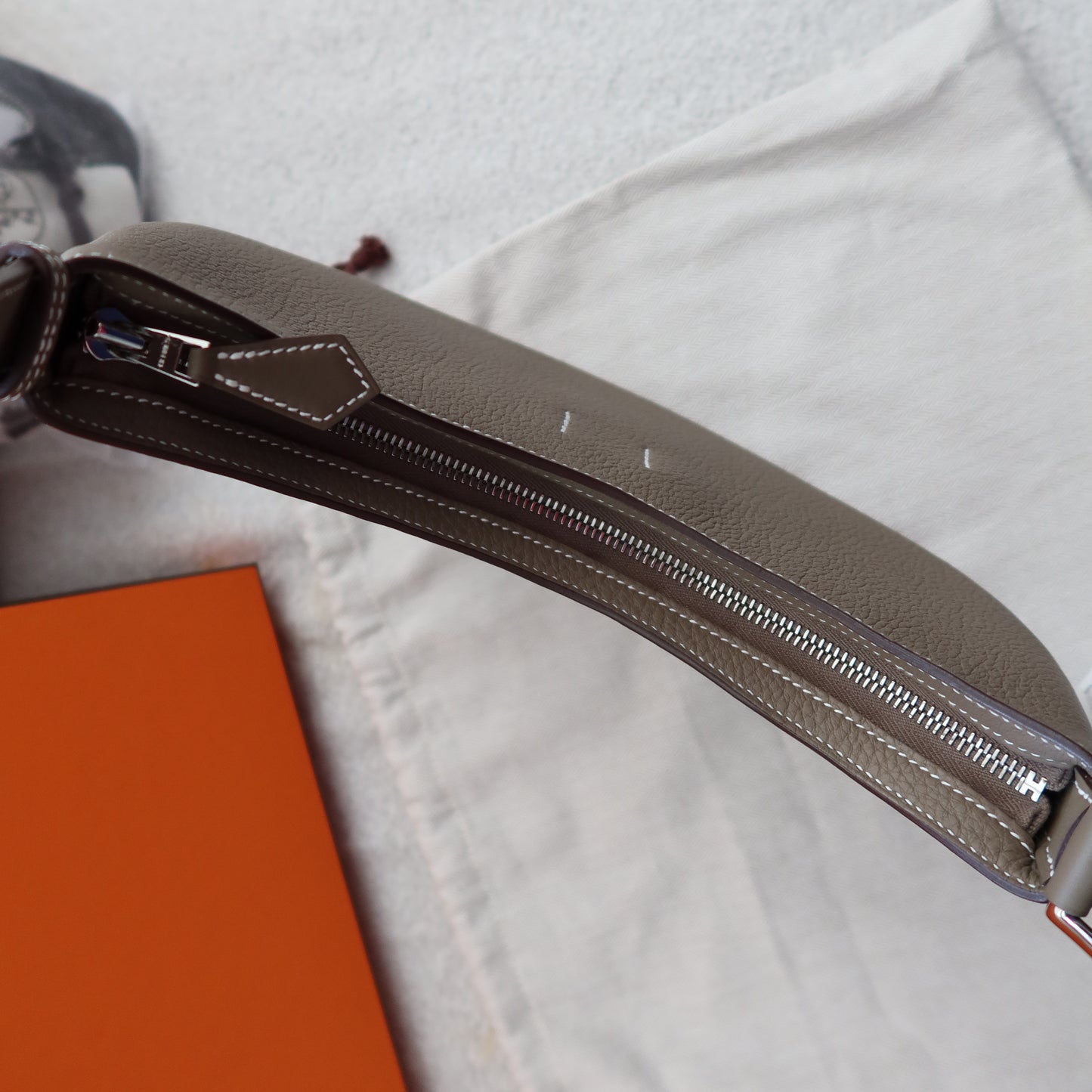 HERMES Etoupe Togo Petite Arcon with Palladium Hardware (PHW)