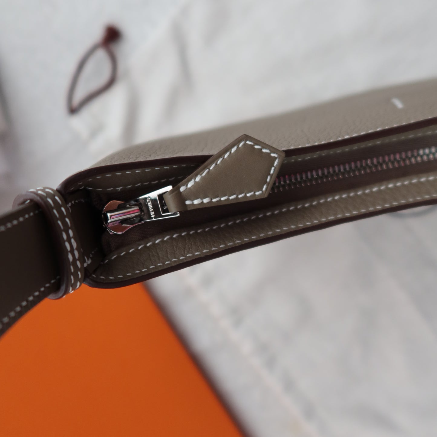 HERMES Etoupe Togo Petite Arcon with Palladium Hardware (PHW)