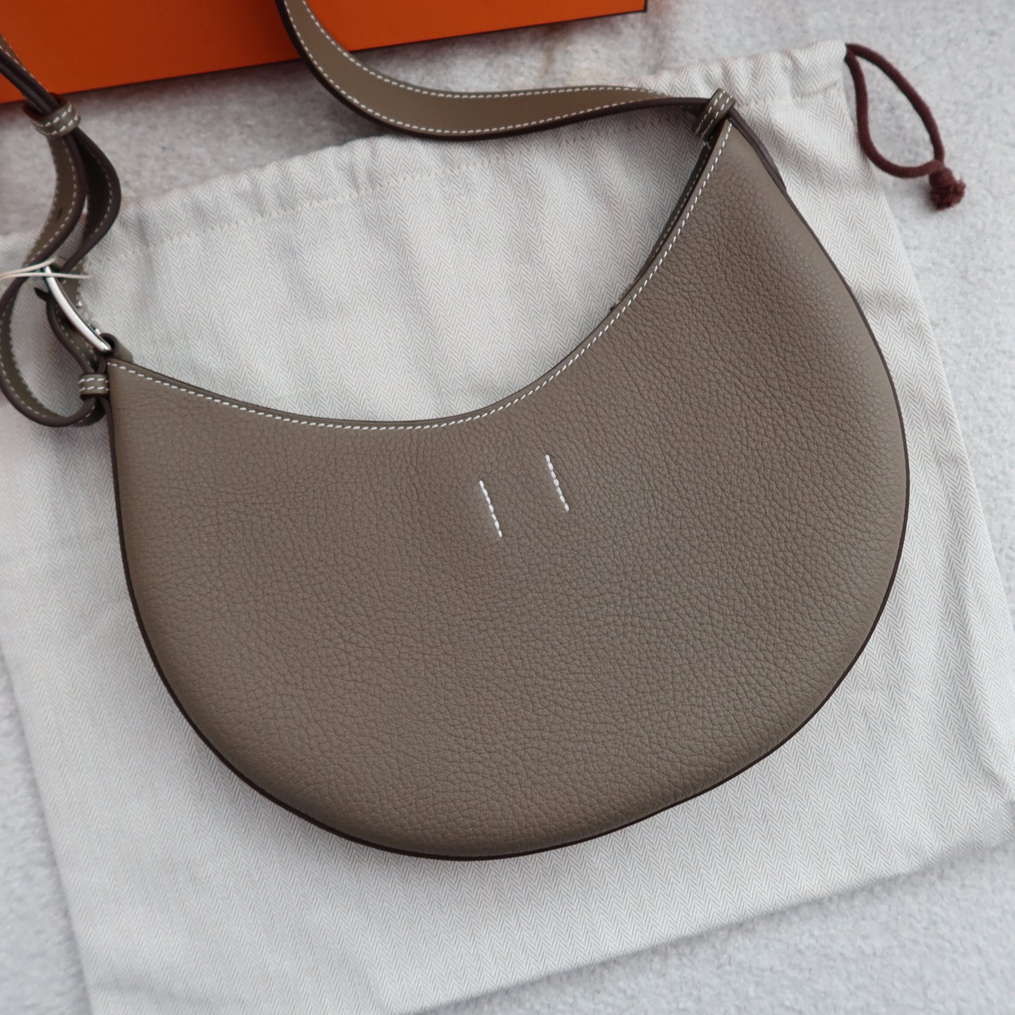 HERMES Etoupe Togo Petite Arcon with Palladium Hardware (PHW)