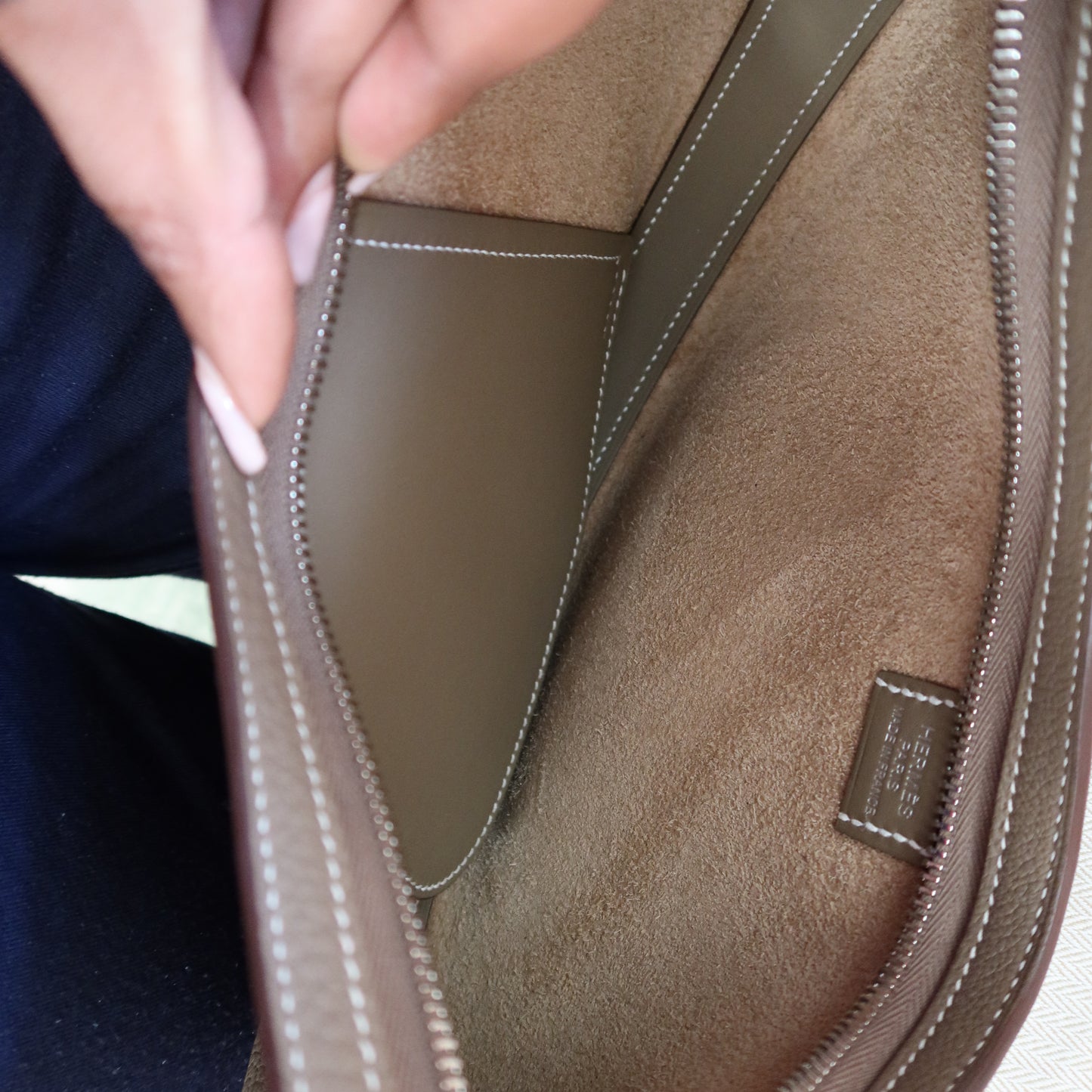 HERMES Etoupe Togo Petite Arcon with Palladium Hardware (PHW)