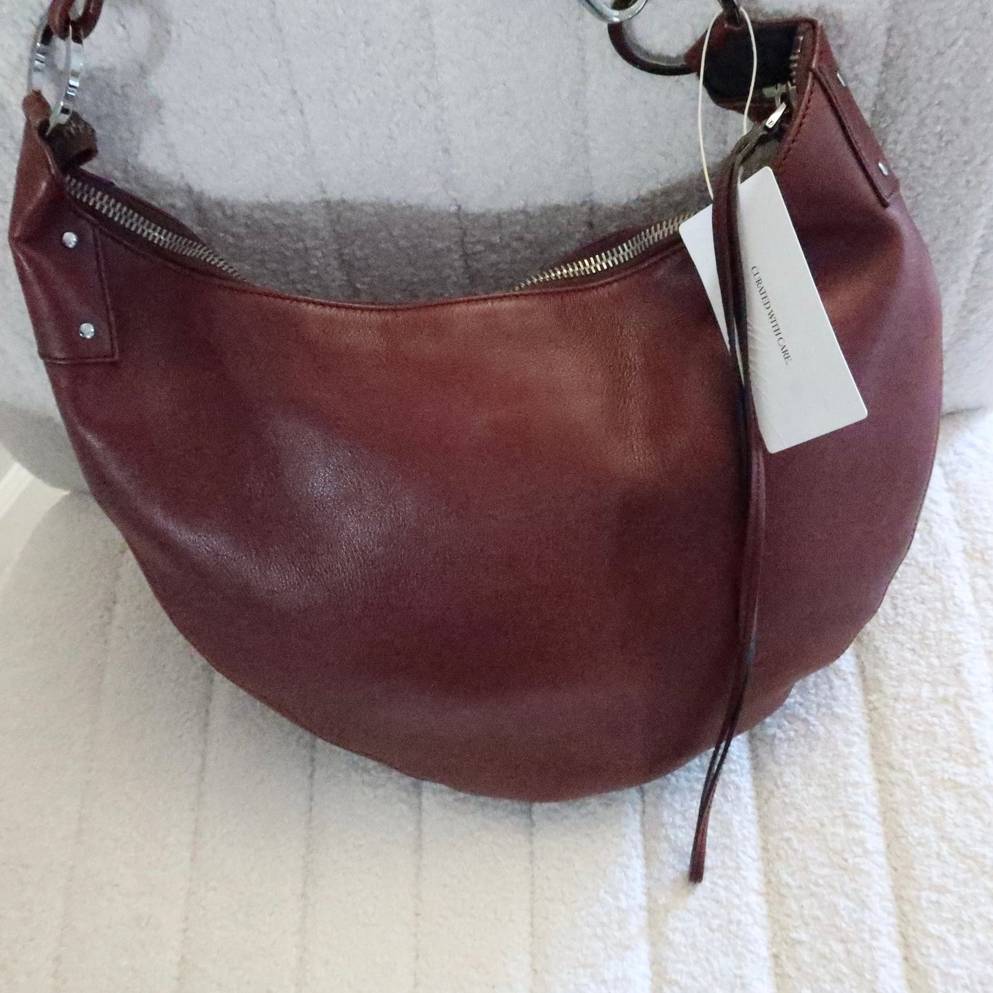 GUCCI Maroon Leather Crescent Hobo Shoulder Bag